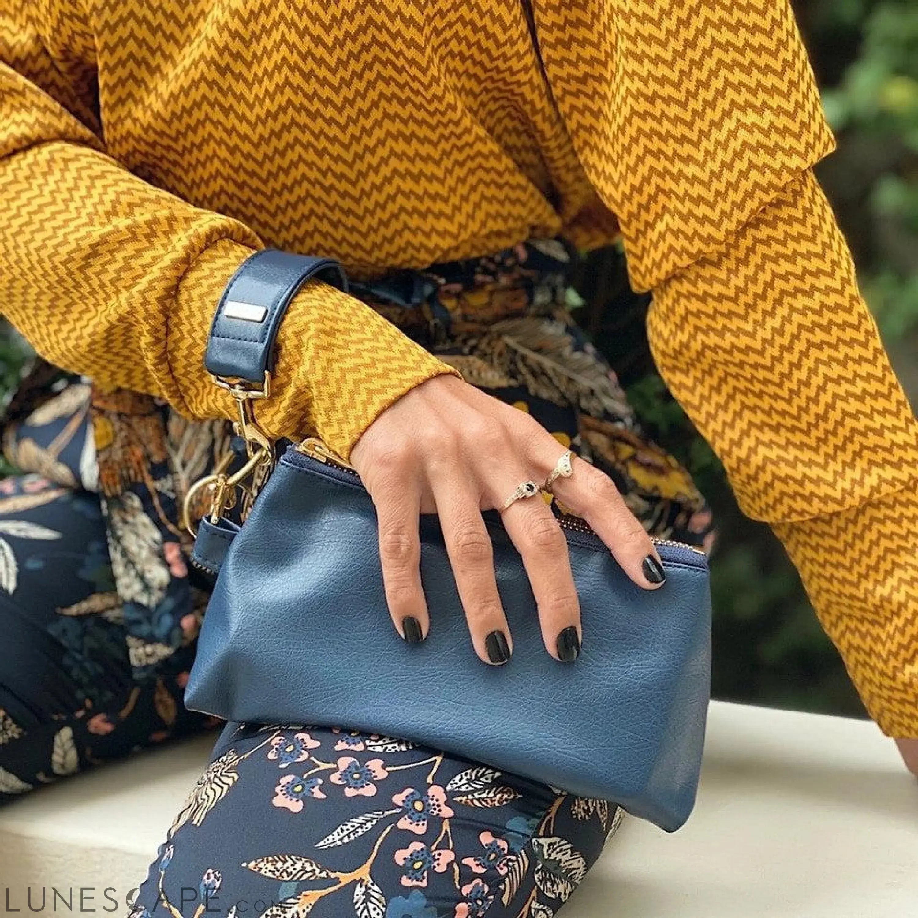 True Navy Vegan Leather Bag LUNESCAPE