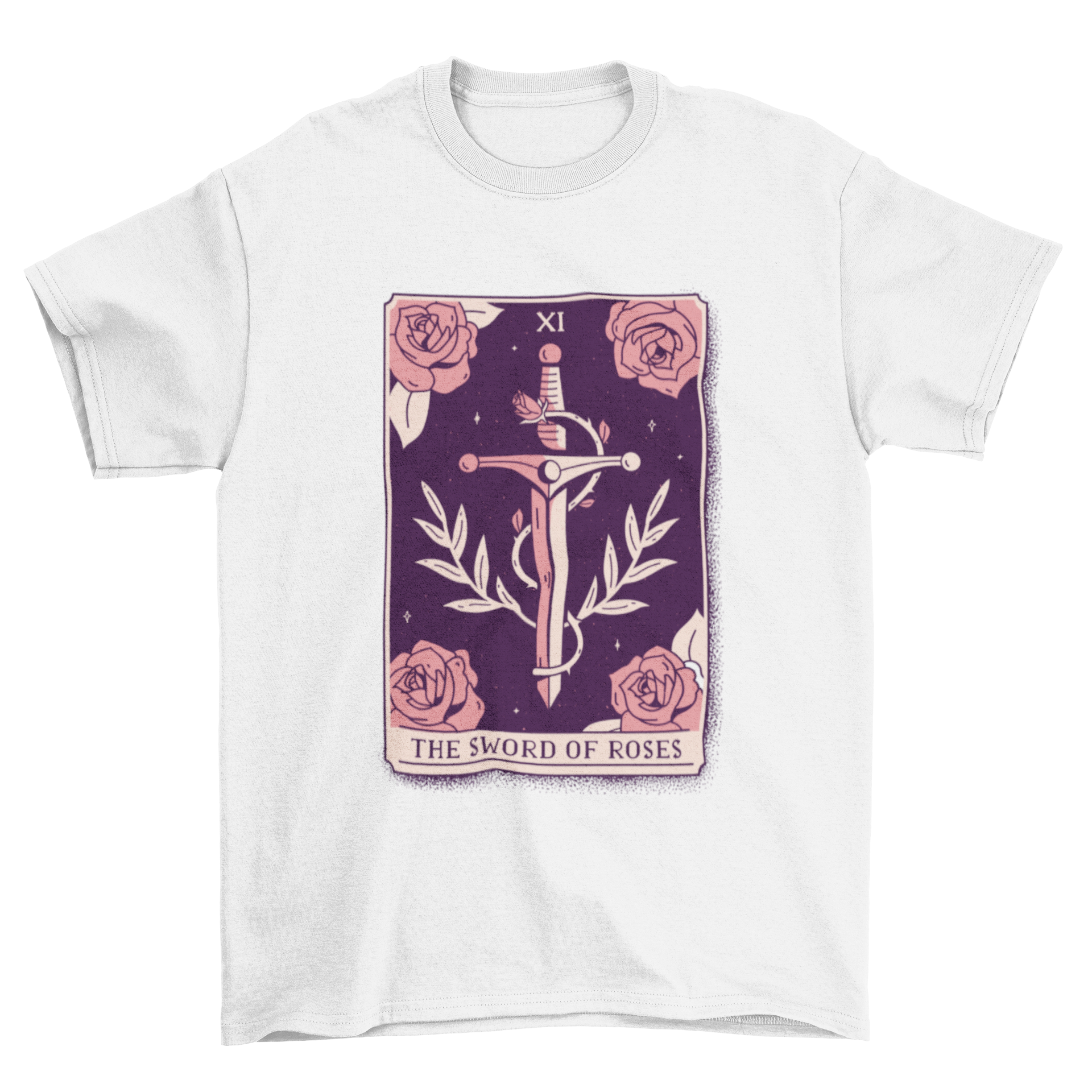 Sword and roses mystical tarot card t-shirt LUNESCAPE