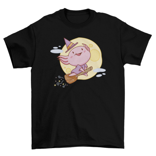 Axolotl witch cute halloween t-shirt LUNESCAPE