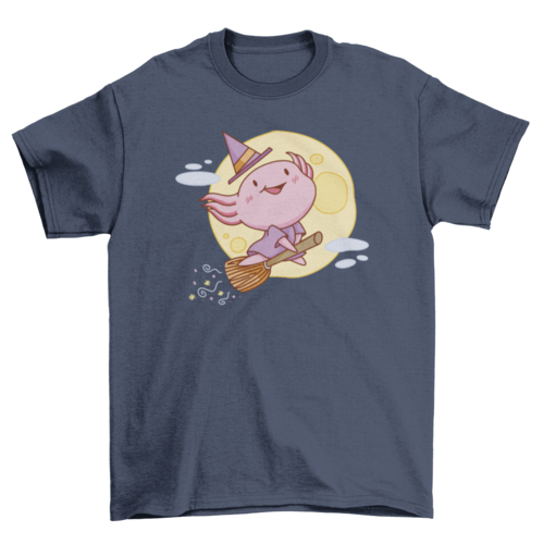 Axolotl witch cute halloween t-shirt LUNESCAPE