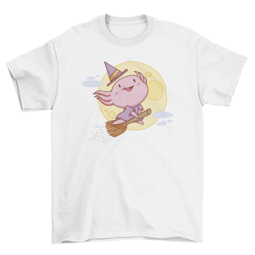 Axolotl witch cute halloween t-shirt LUNESCAPE