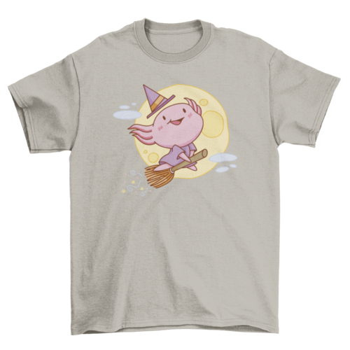 Axolotl witch cute halloween t-shirt LUNESCAPE