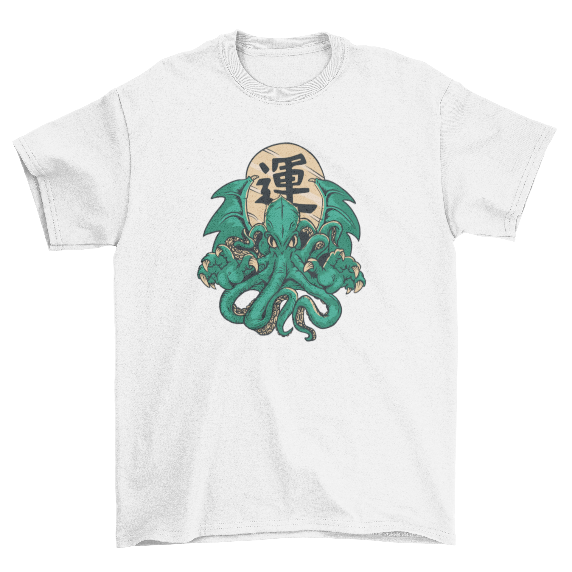 Awesome Cthulhu monster tentacles with good luck character t-shirt LUNESCAPE