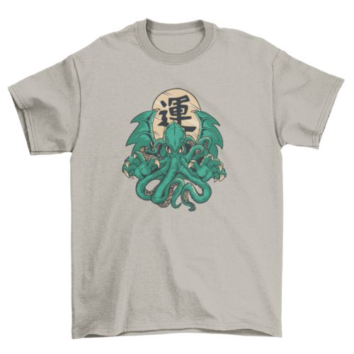 Awesome Cthulhu monster tentacles with good luck character t-shirt LUNESCAPE