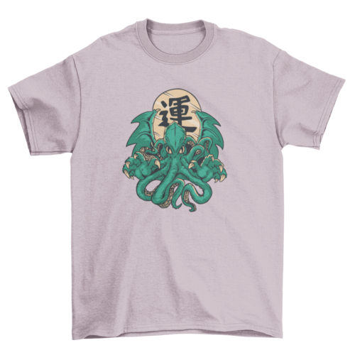 Awesome Cthulhu monster tentacles with good luck character t-shirt LUNESCAPE