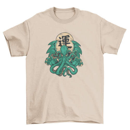 Awesome Cthulhu monster tentacles with good luck character t-shirt LUNESCAPE