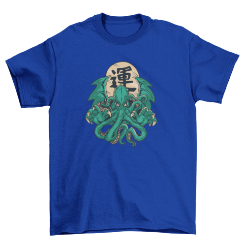 Awesome Cthulhu monster tentacles with good luck character t-shirt LUNESCAPE