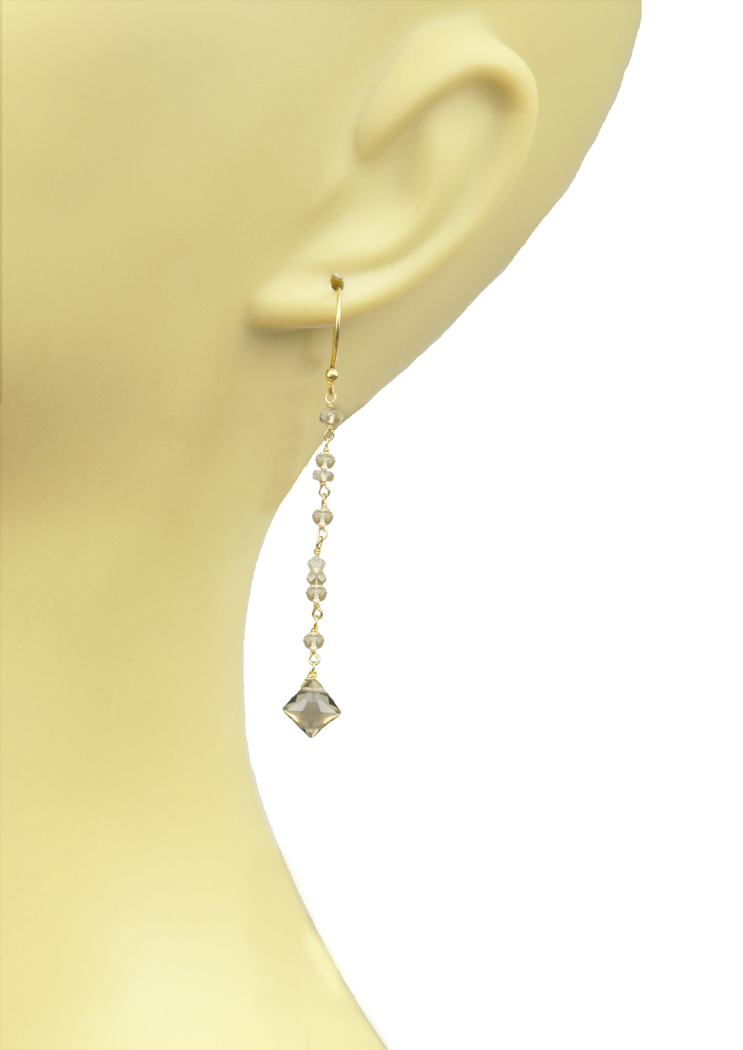 Smoky Topaz Linear Vermeil Earrings LUNESCAPE