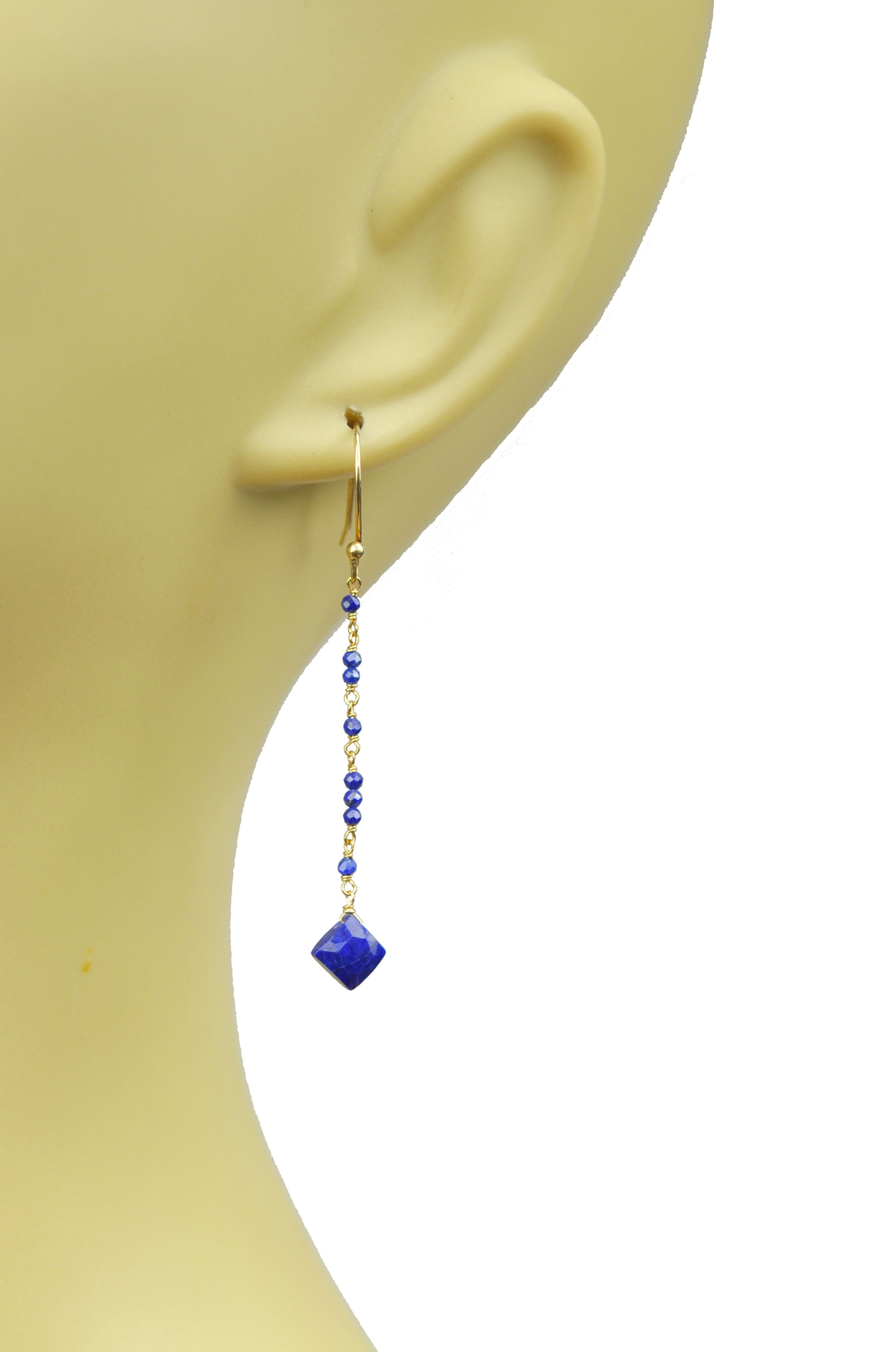 Lapis Lazuli Linear Vermeil Earrings LUNESCAPE