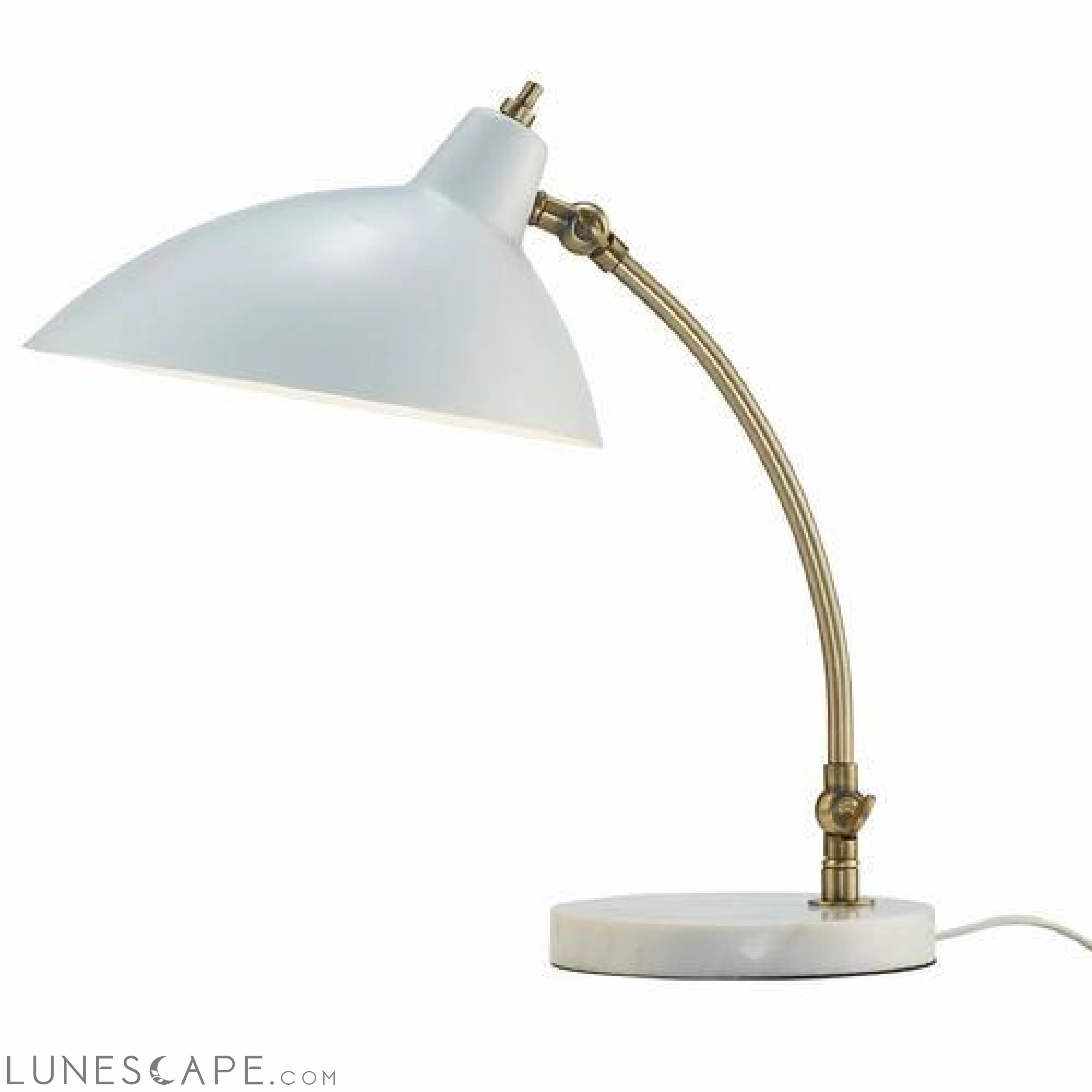 Abstract Oval White Metal Shade Adjustable Desk Lamp LUNESCAPE