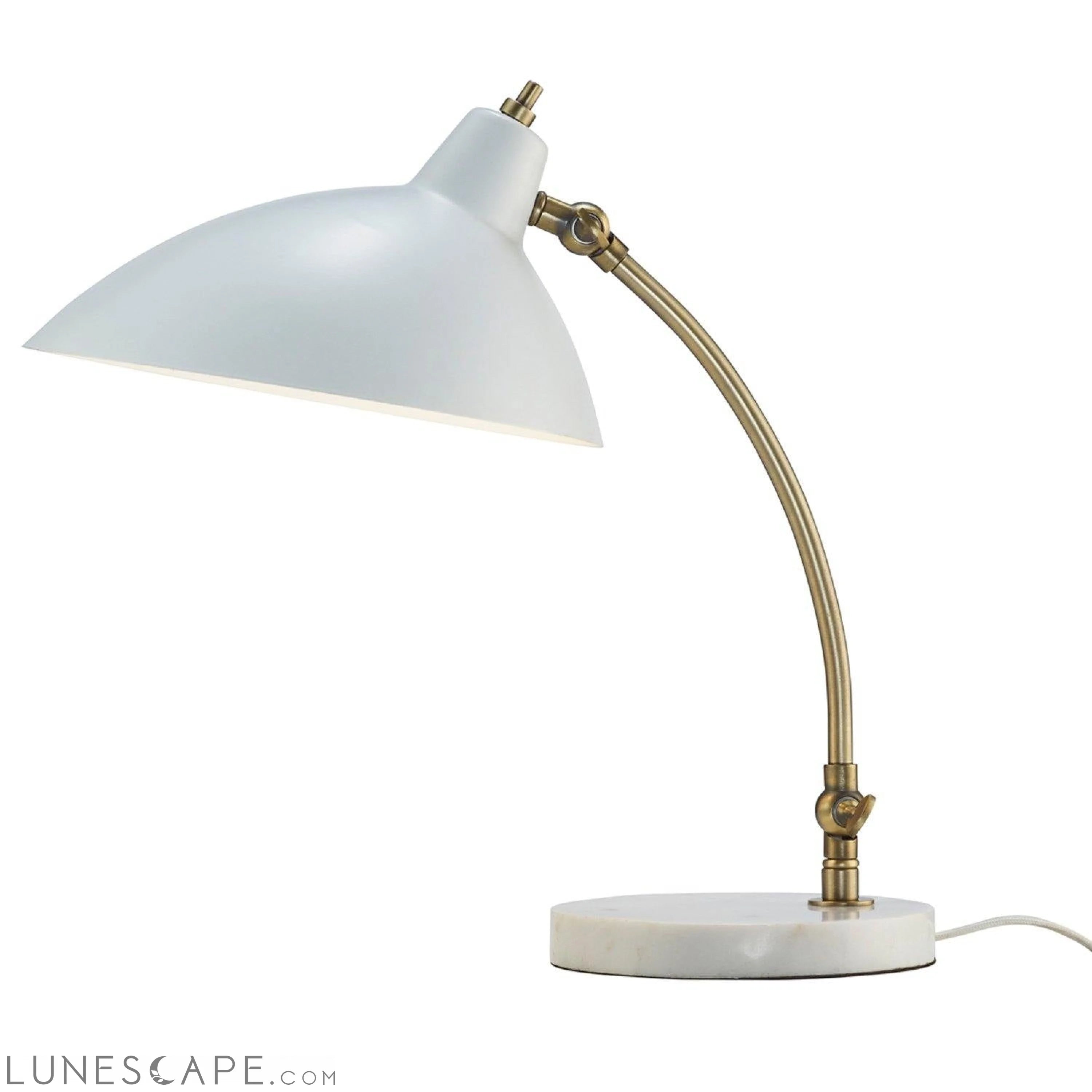 Abstract Oval White Metal Shade Adjustable Desk Lamp LUNESCAPE