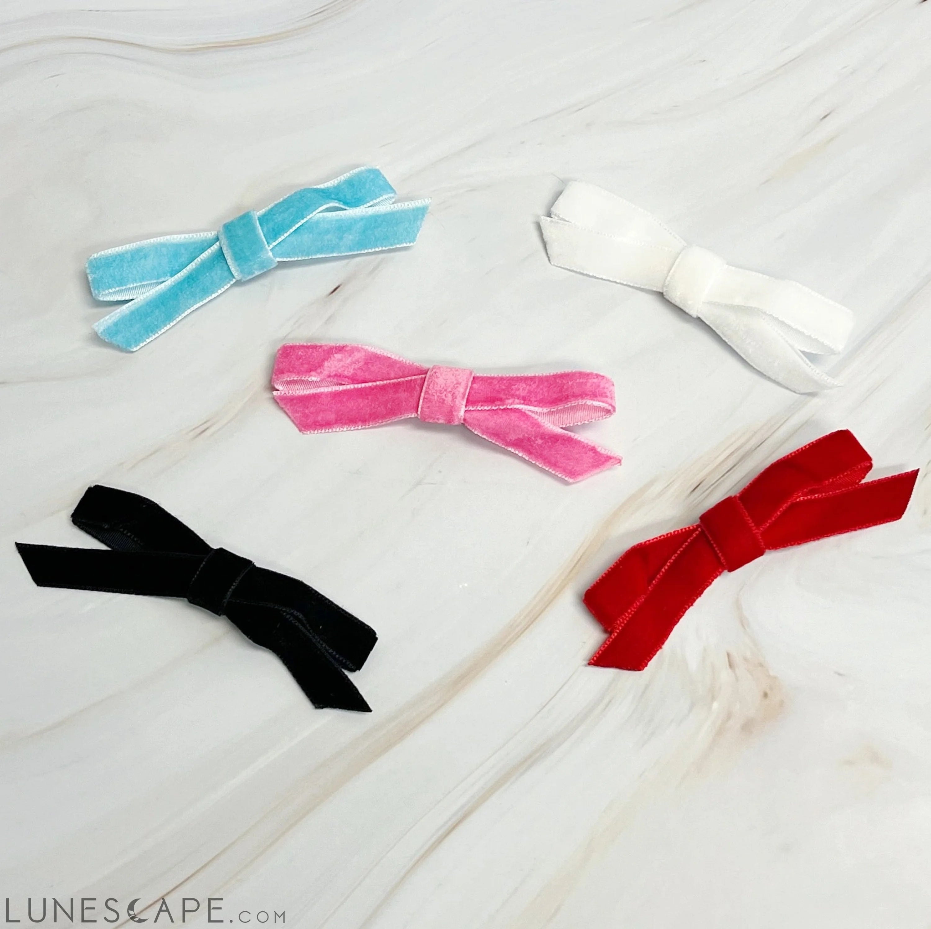 Adorable Velvet Bow Hair Clip Set of 5 LUNESCAPE