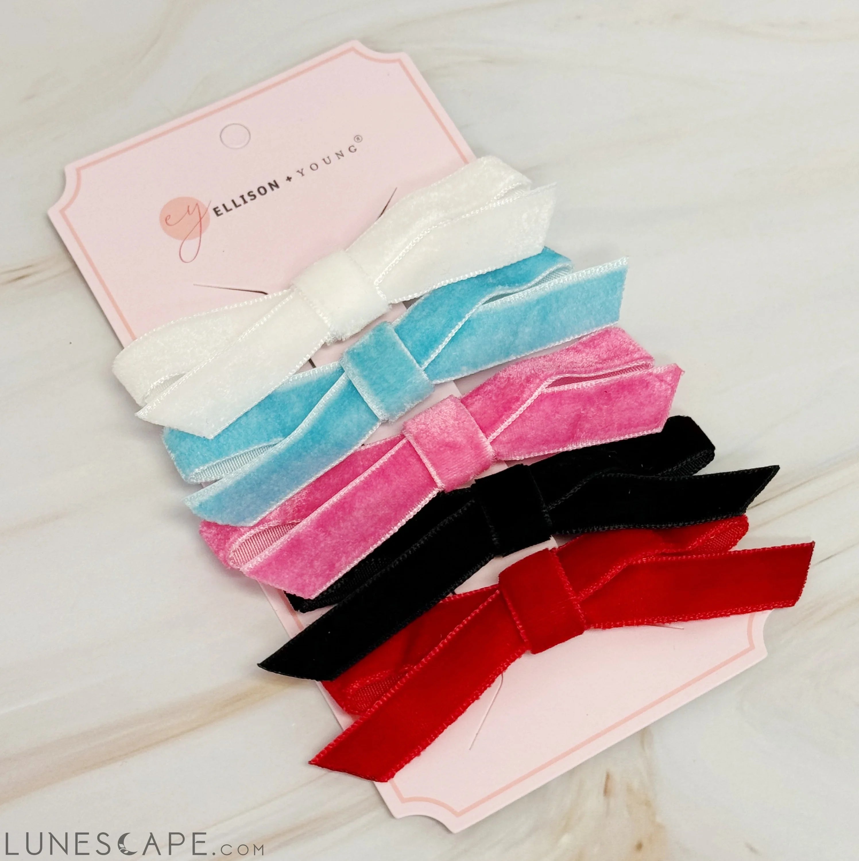 Adorable Velvet Bow Hair Clip Set of 5 LUNESCAPE