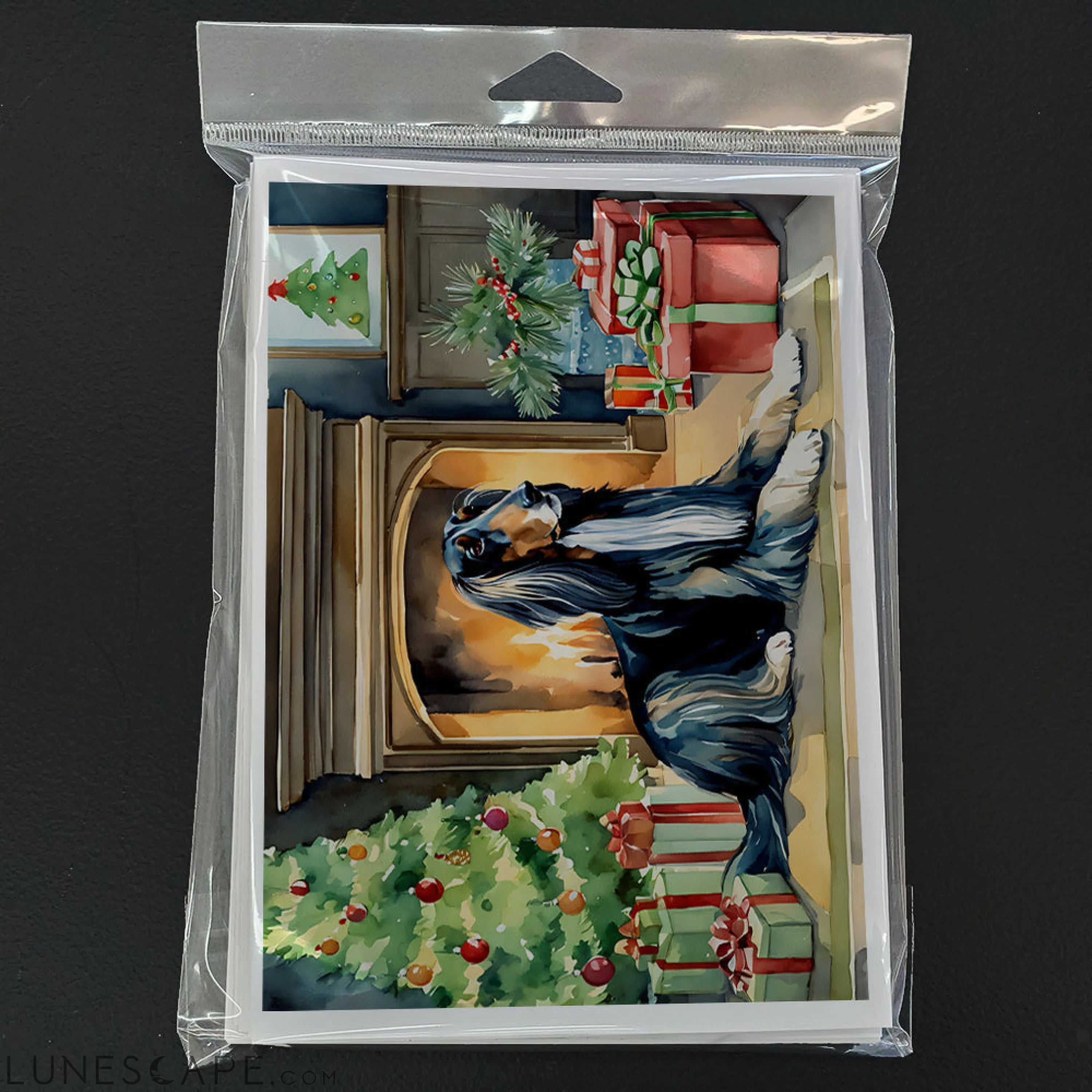 Afghan Hound Cozy Christmas Greeting Cards Pack of 8 LUNESCAPE