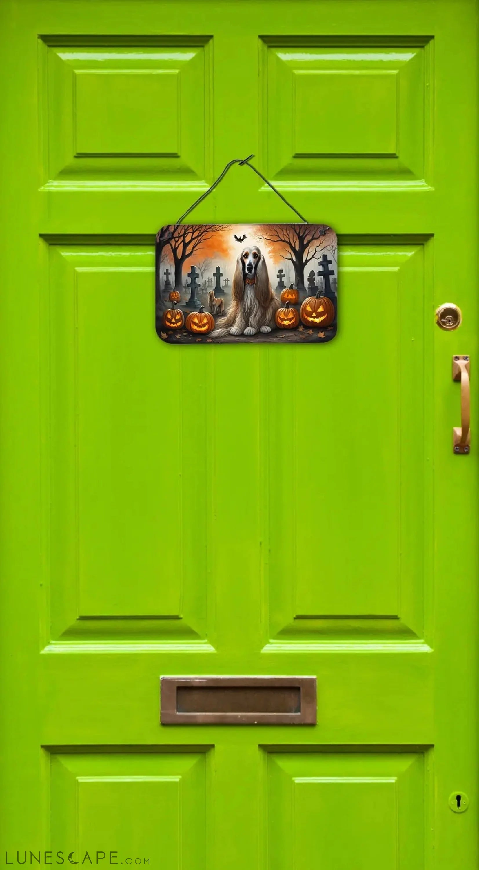 Afghan Hound Spooky Halloween Wall or Door Hanging Prints LUNESCAPE