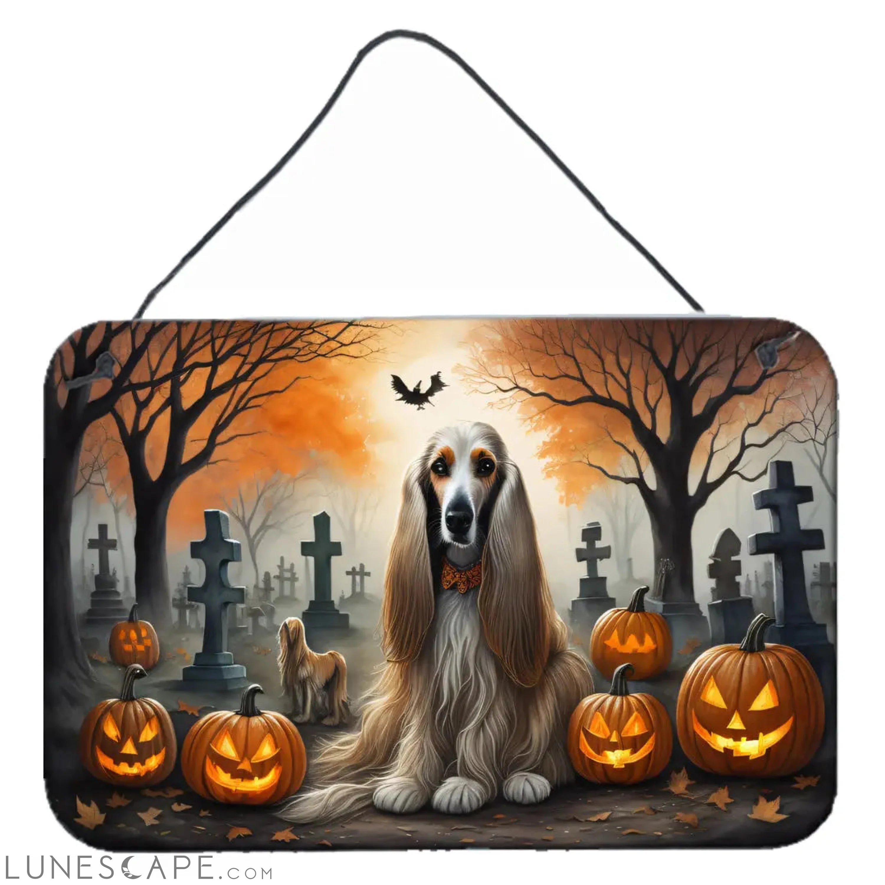 Afghan Hound Spooky Halloween Wall or Door Hanging Prints LUNESCAPE