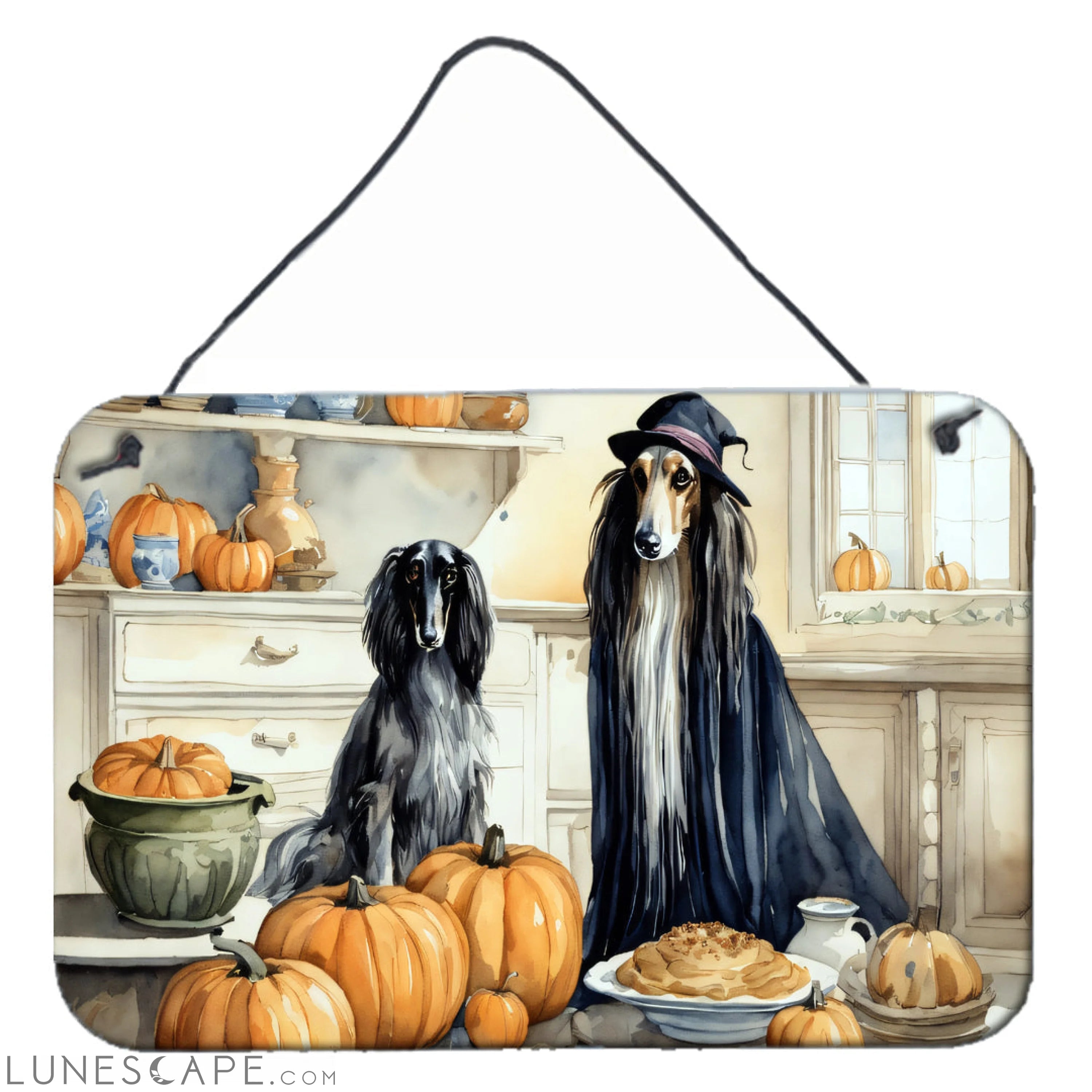 Afghan Hound Thanksgiving Fall Kitchen Pumpkins Wall or Door Hanging Prints LUNESCAPE