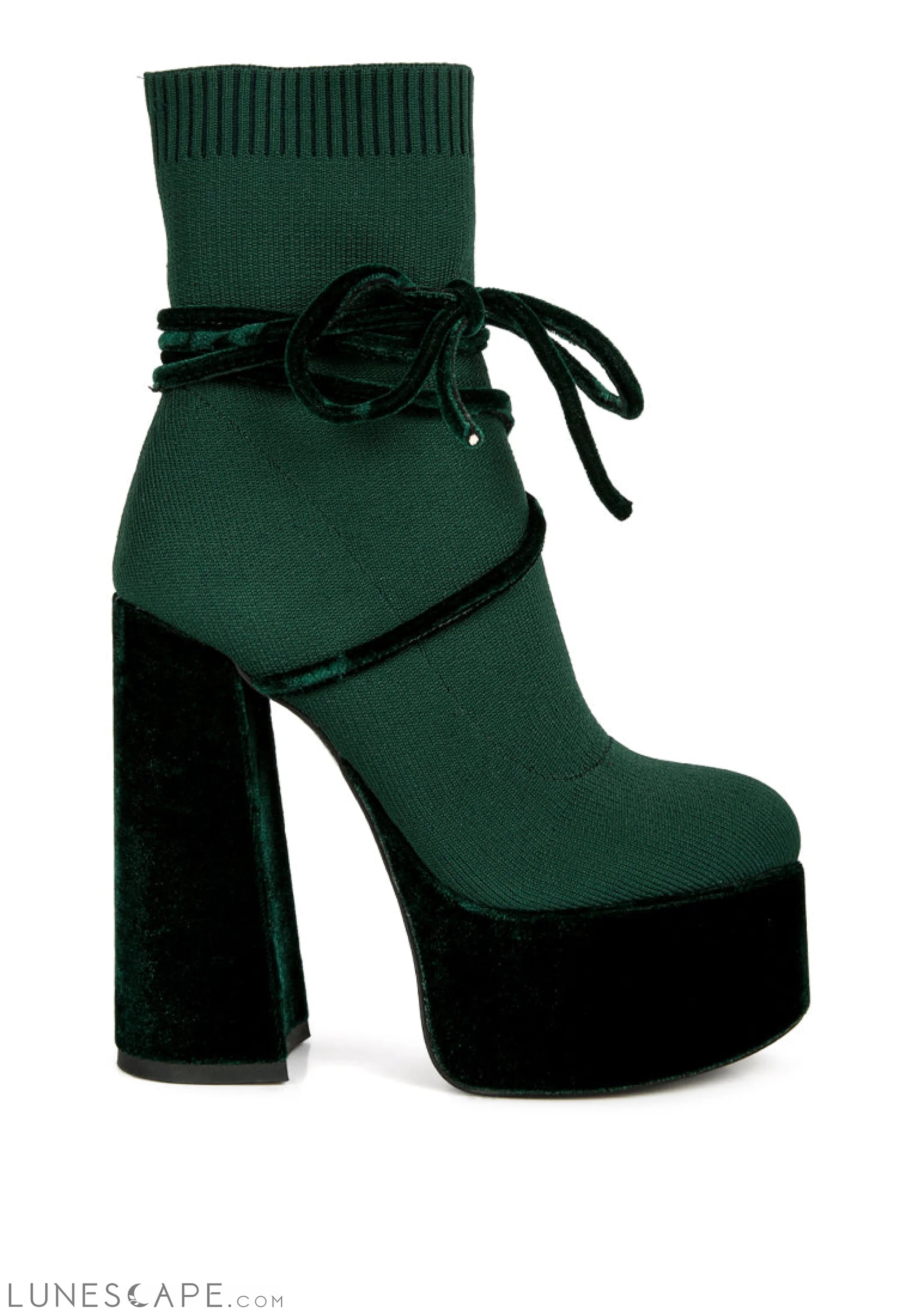 After Pay High Heel Velvet Knitted Boot LUNESCAPE