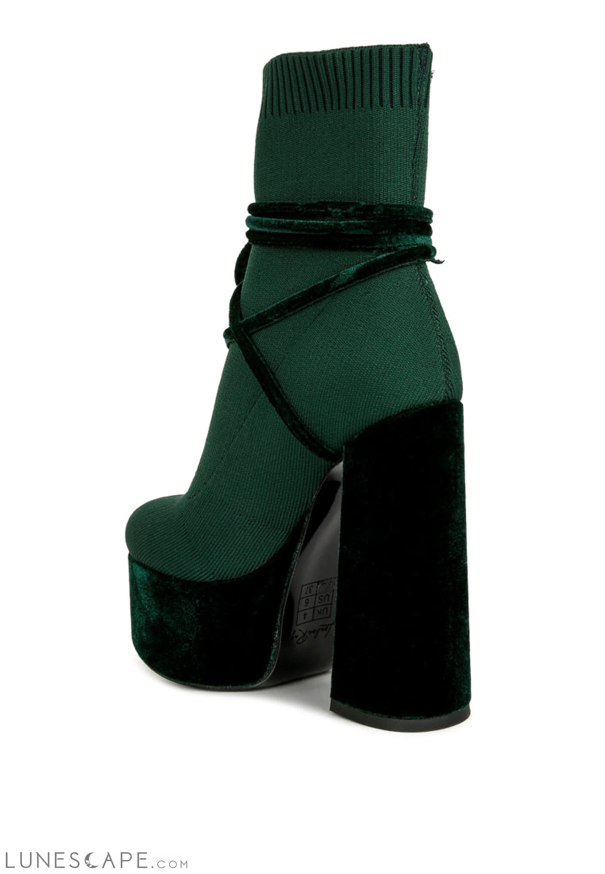 After Pay High Heel Velvet Knitted Boot LUNESCAPE