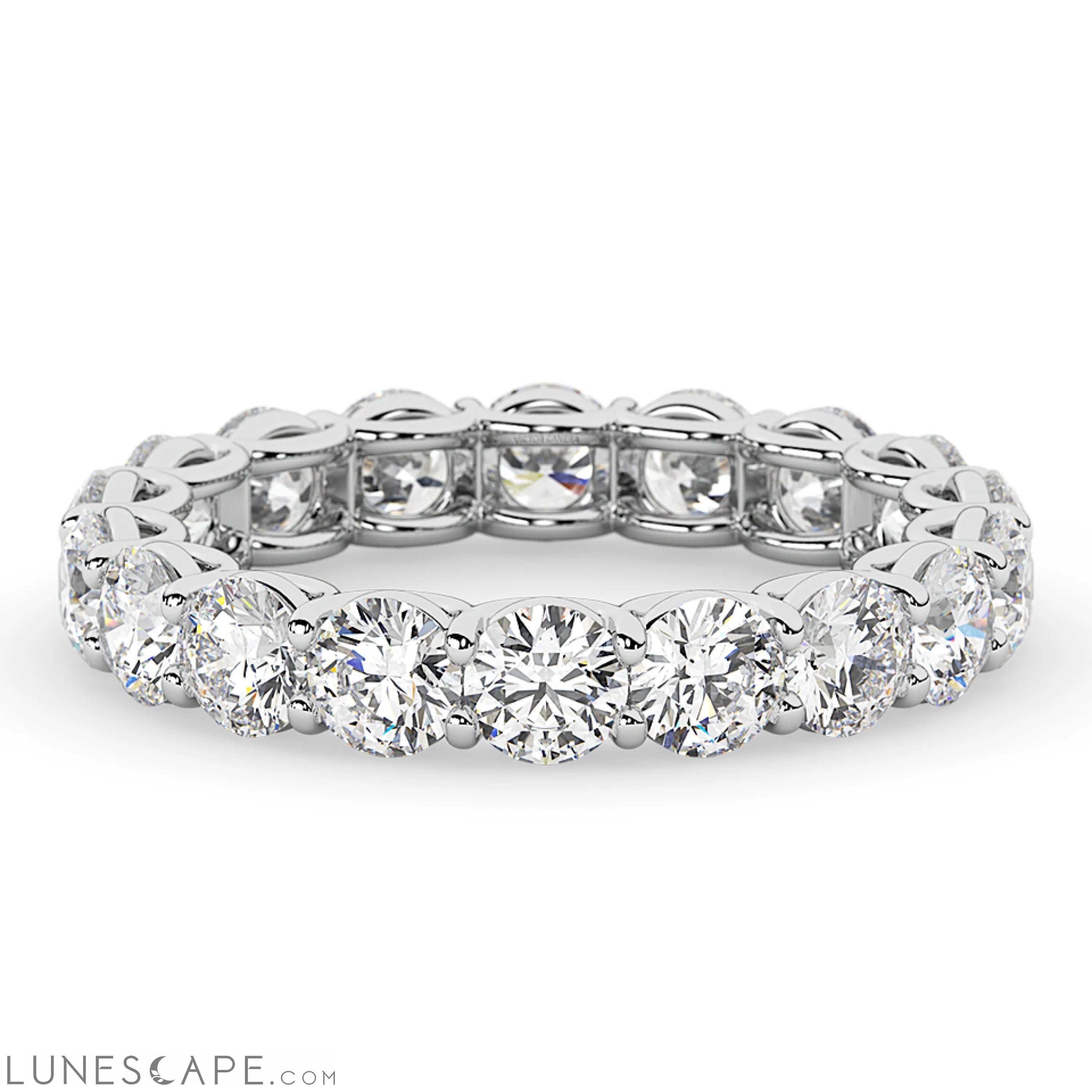 AGI Certified 2 CTW Round Lab Diamond Eternity Band 14K White Gold (F-Vs) LUNESCAPE