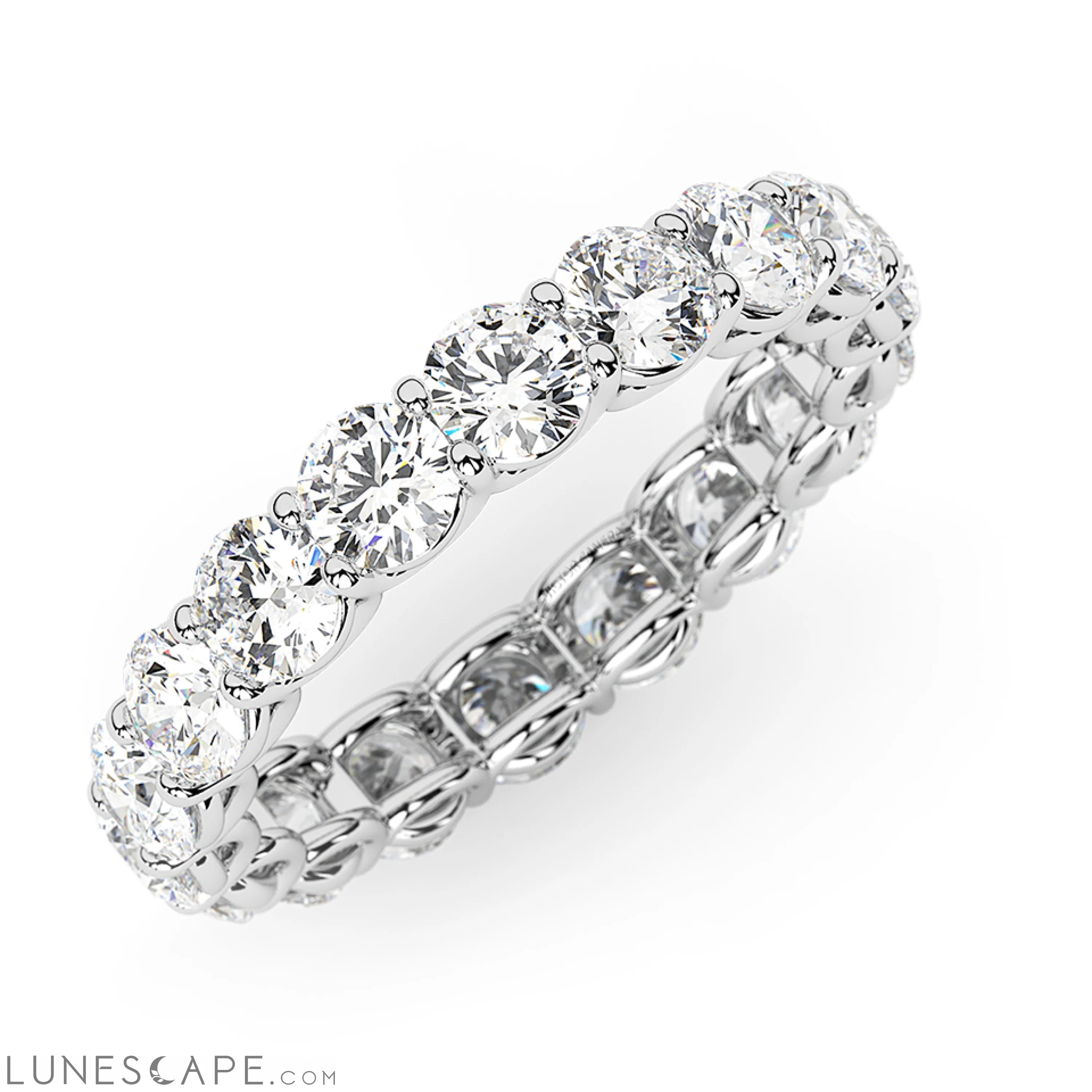 AGI Certified 2 CTW Round Lab Diamond Eternity Band 14K White Gold (F-Vs) LUNESCAPE