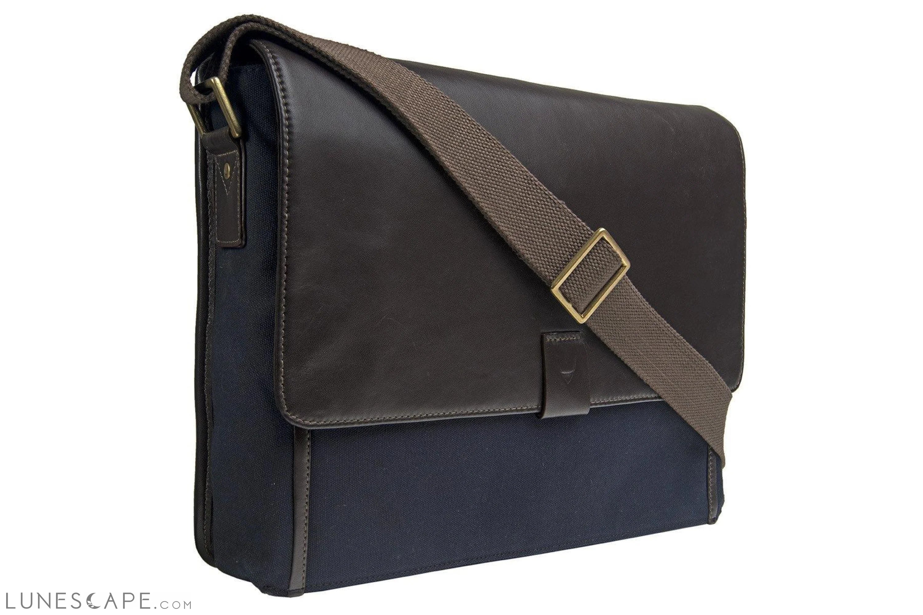 Aiden Canvas Leather Laptop Messenger Bag LUNESCAPE