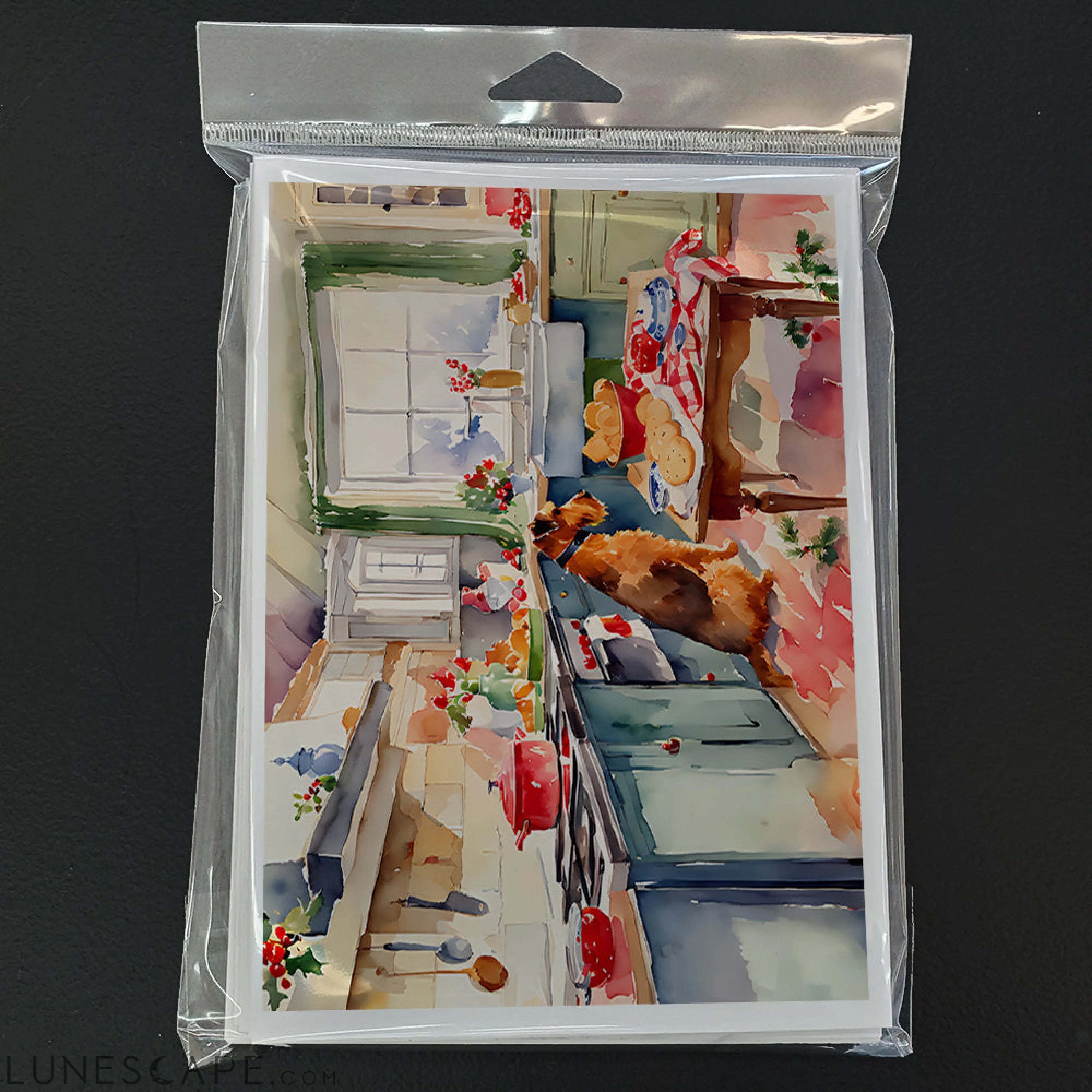 Airedale Terrier Christmas Cookies Greeting Cards Pack of 8 LUNESCAPE
