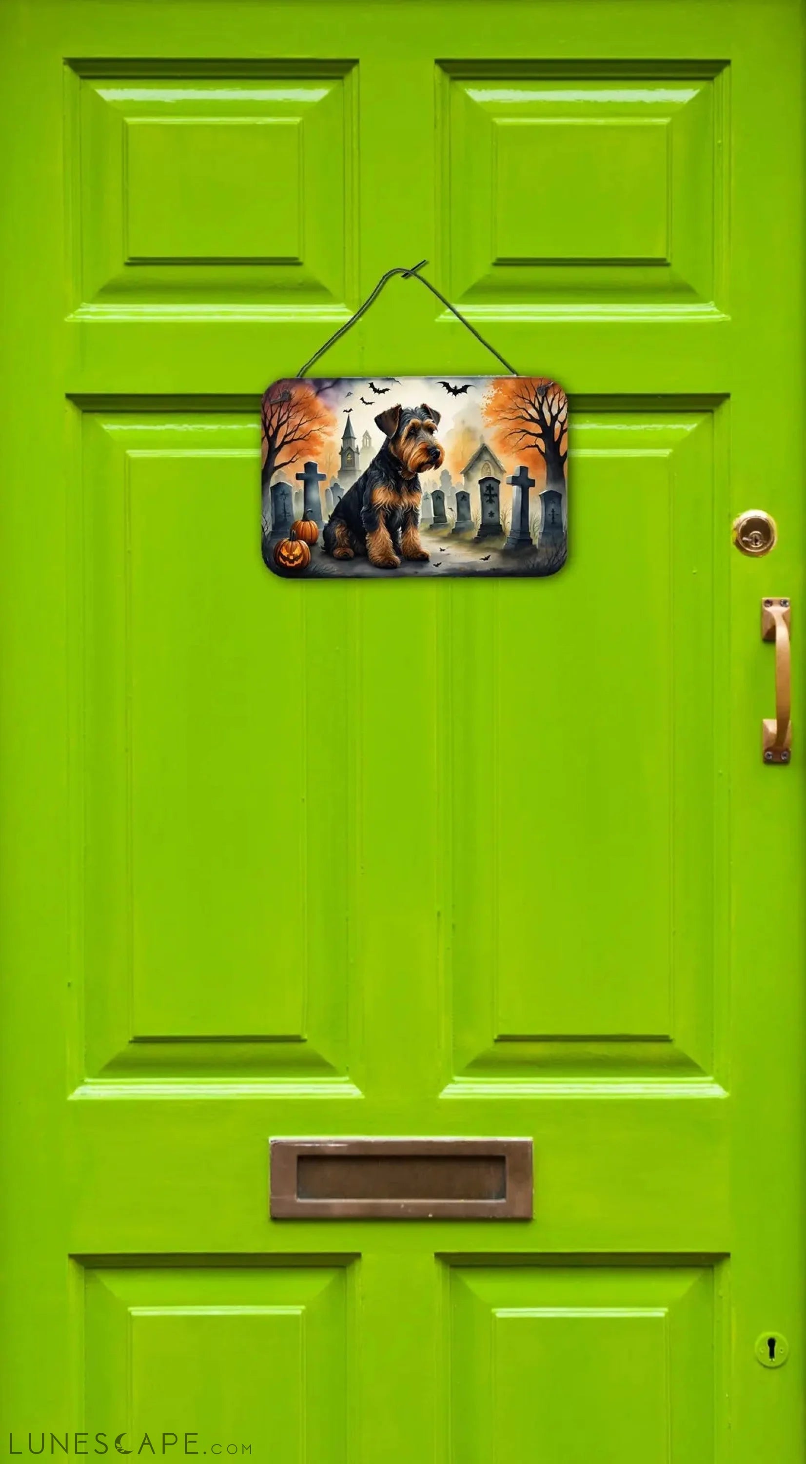 Airedale Terrier Spooky Halloween Wall or Door Hanging Prints LUNESCAPE