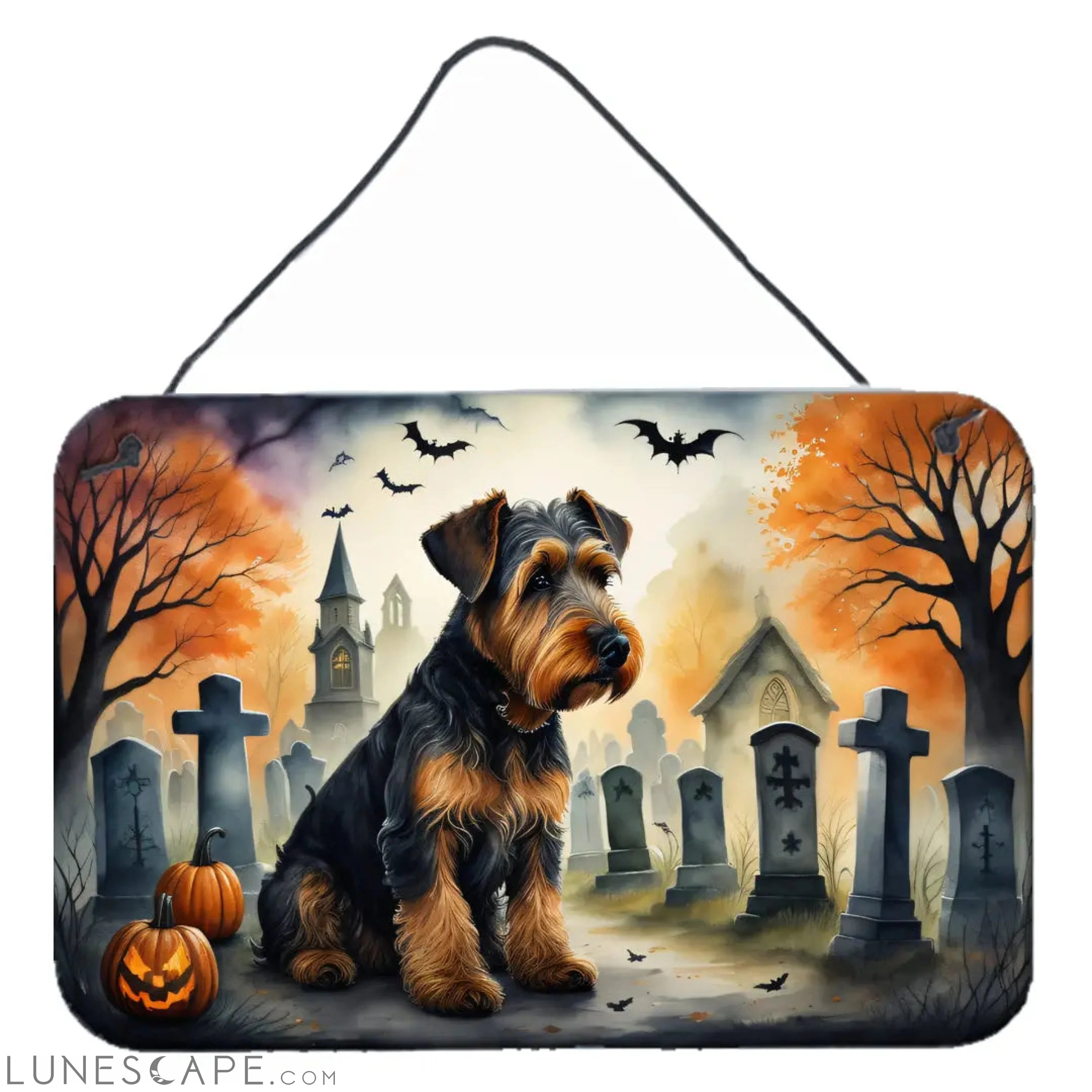 Airedale Terrier Spooky Halloween Wall or Door Hanging Prints LUNESCAPE