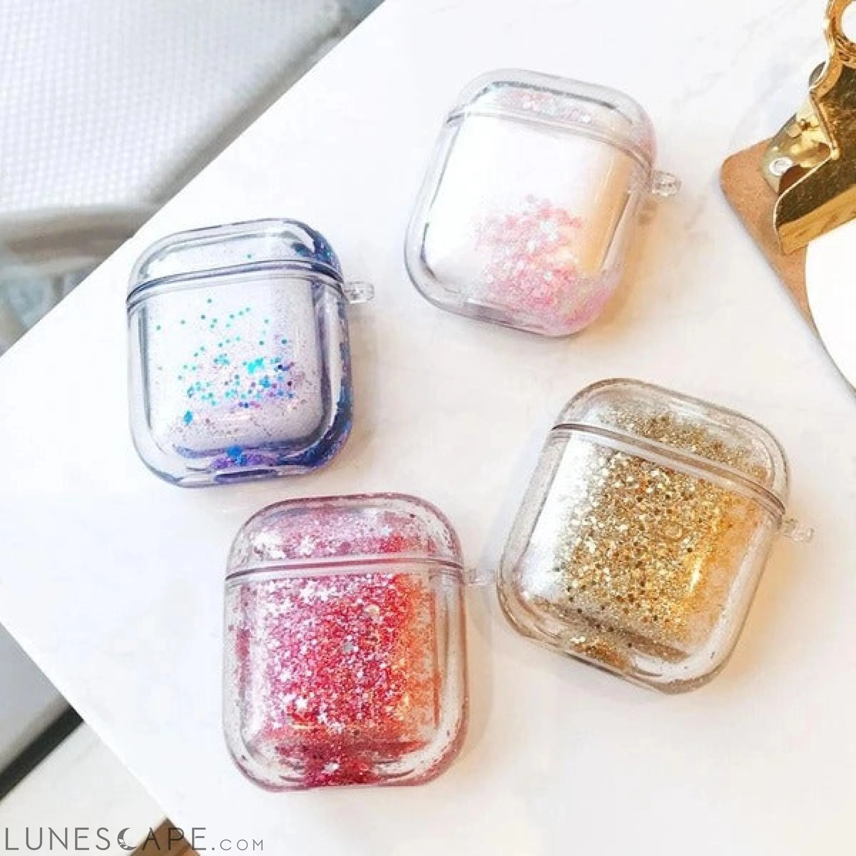 AirPods Liquid Glitter Transparent Case Cover LUNESCAPE
