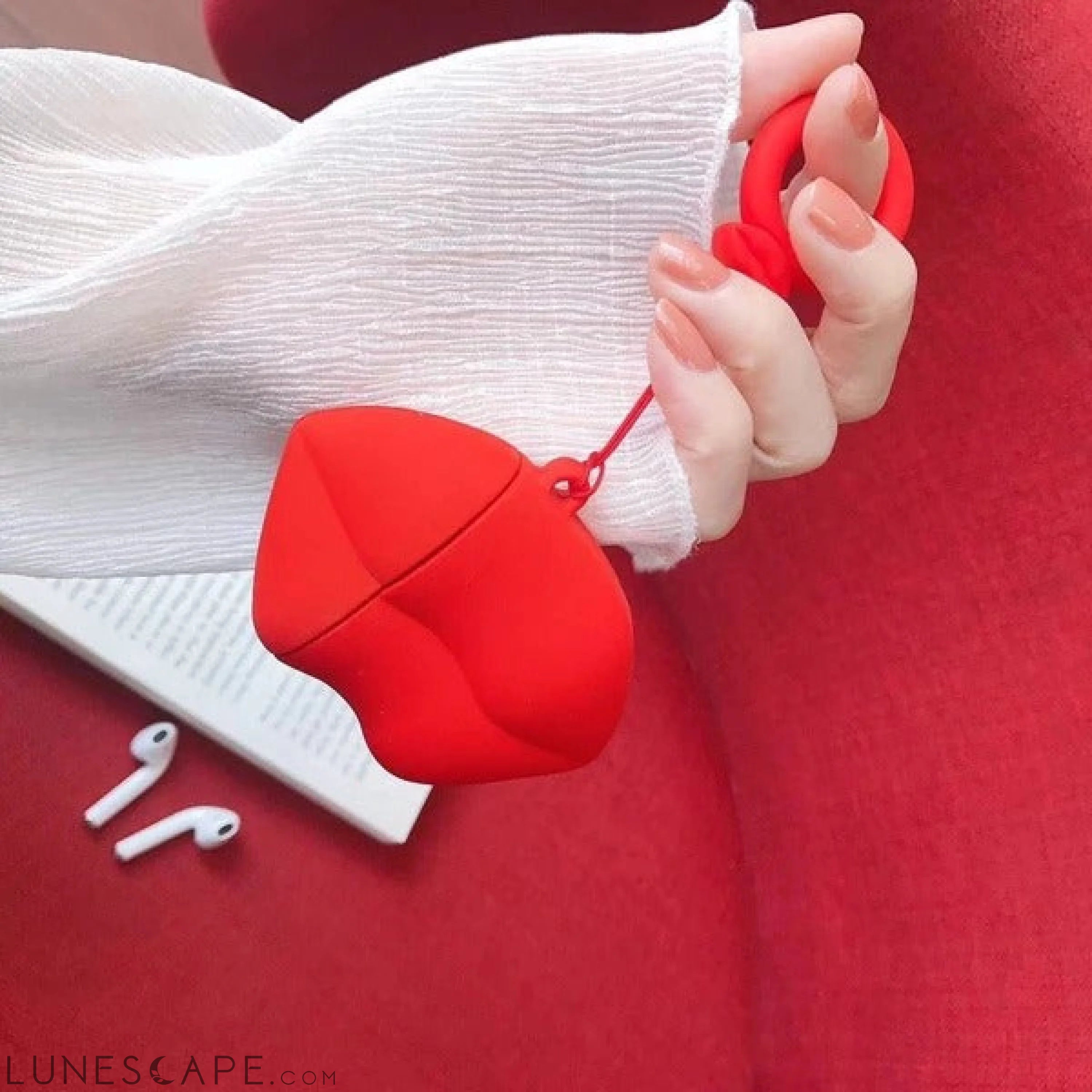 AirPods Red Lips Silicone Case Cover LUNESCAPE