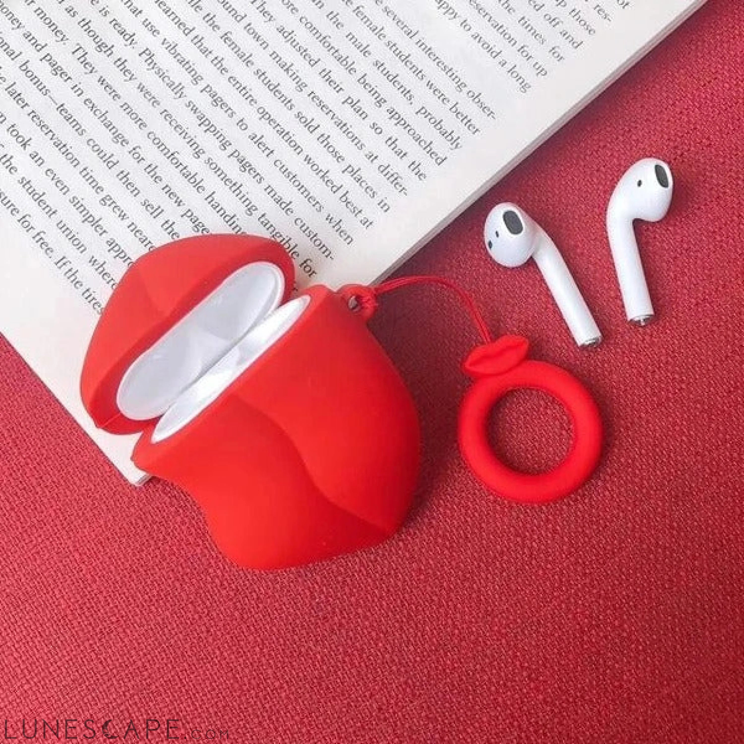 AirPods Red Lips Silicone Case Cover LUNESCAPE