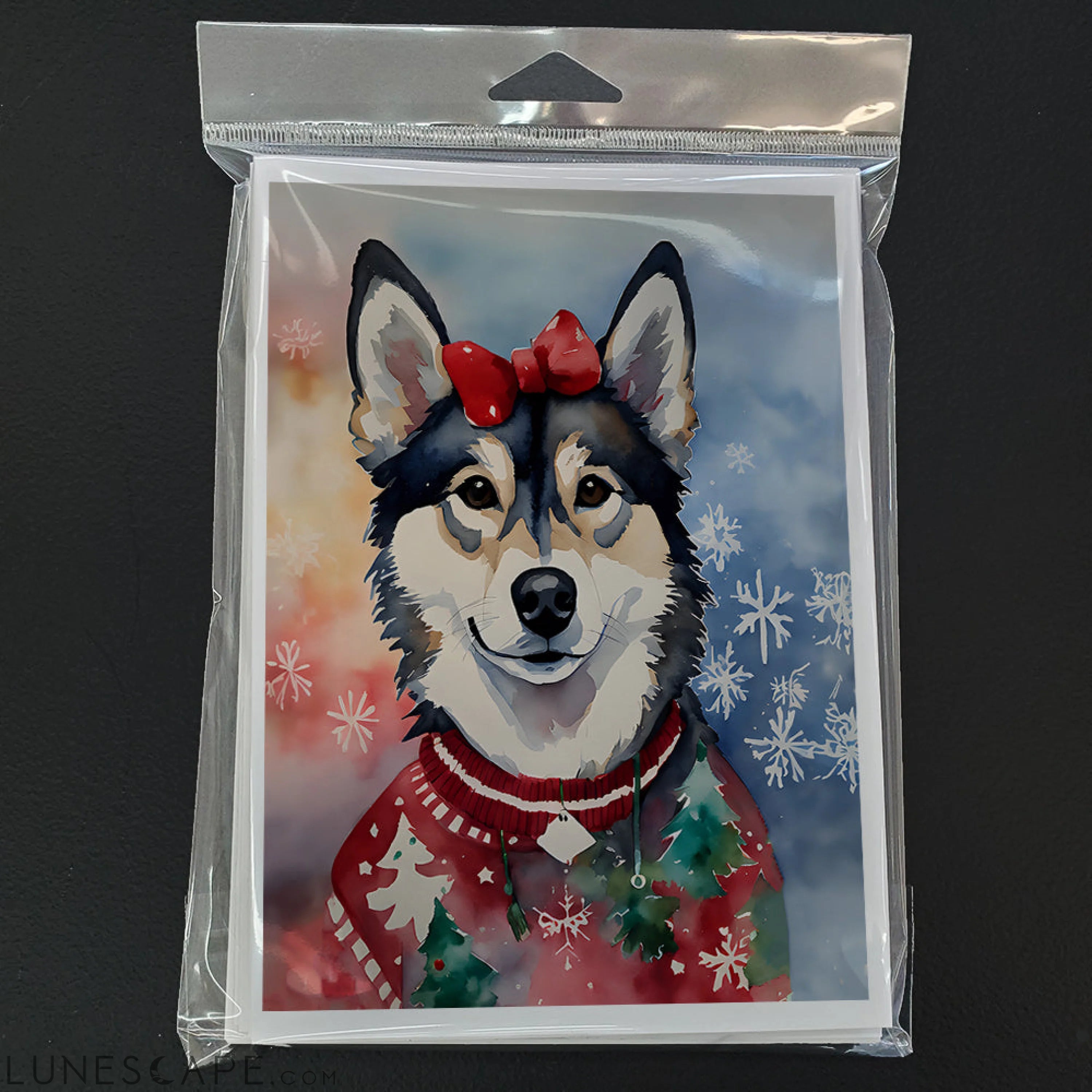 Alaskan Klee Kai Christmas Greeting Cards Pack of 8 LUNESCAPE