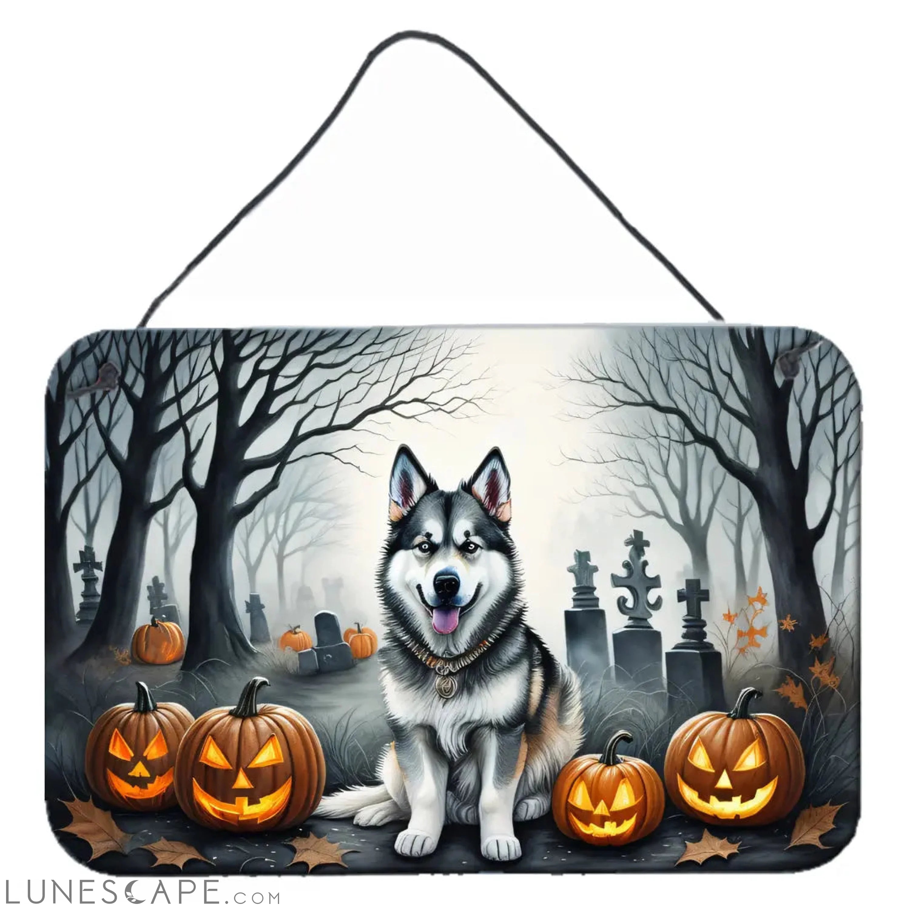 Alaskan Malamute Spooky Halloween Wall or Door Hanging Prints LUNESCAPE