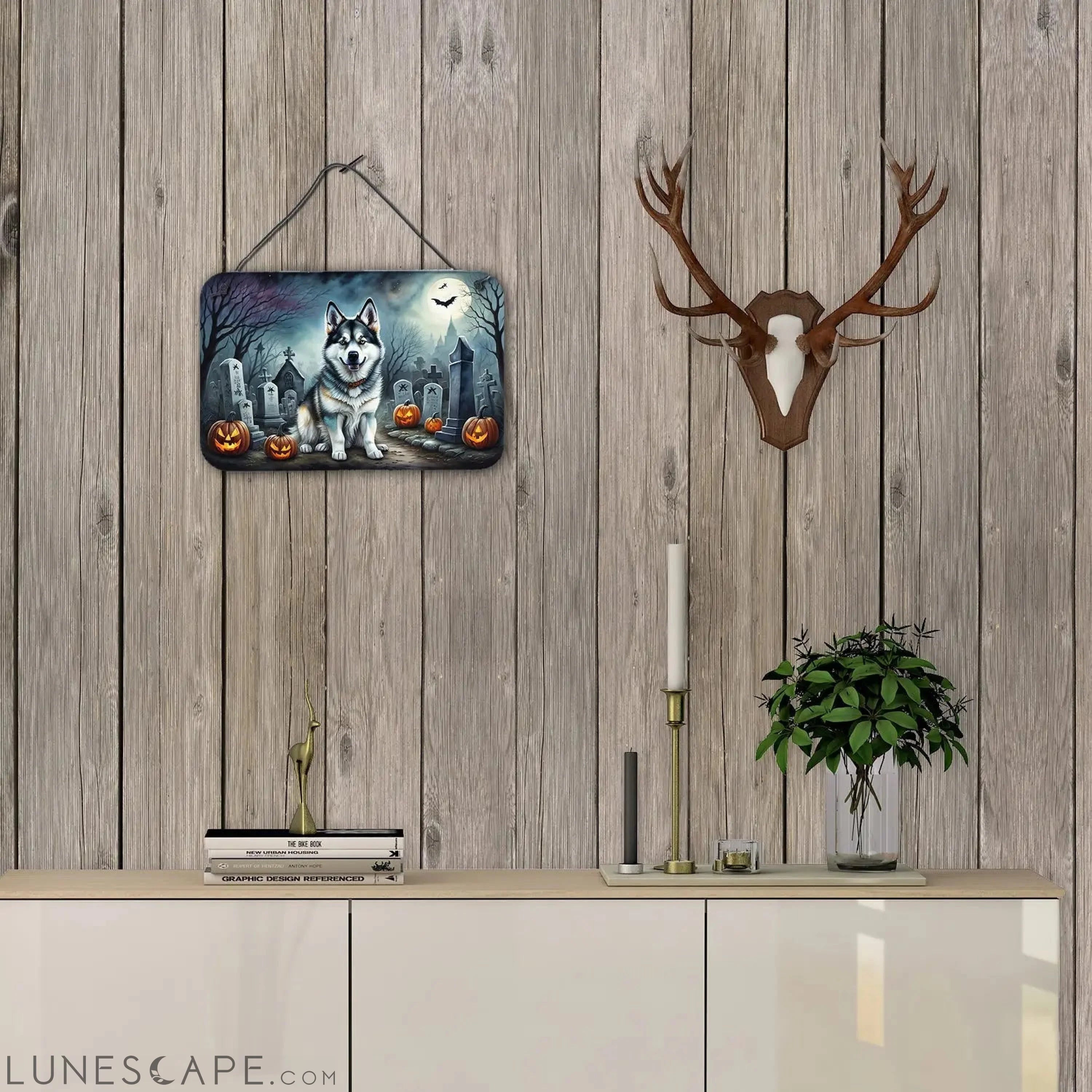 Alaskan Malamute Spooky Halloween Wall or Door Hanging Prints LUNESCAPE