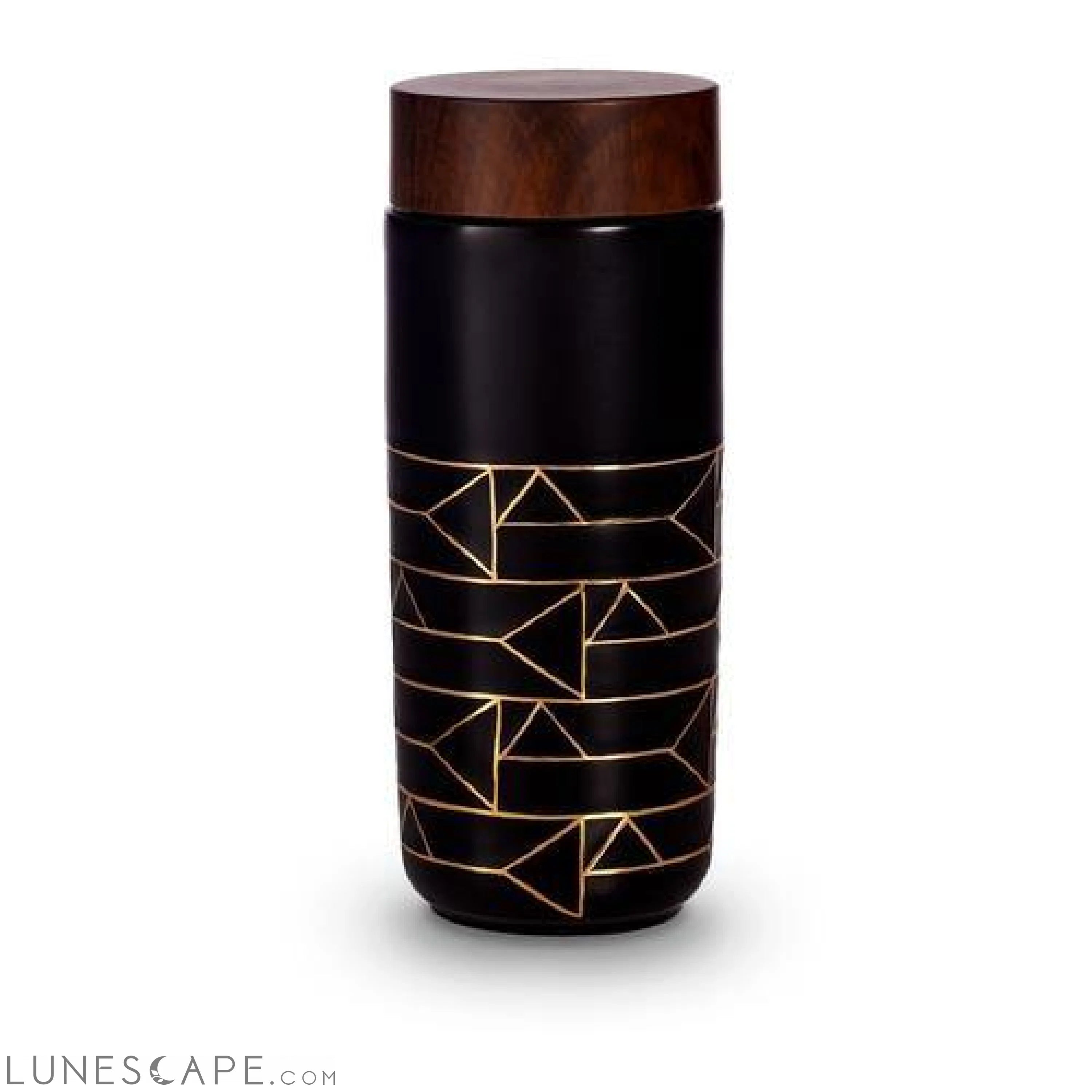 Alchemic Tourmaline Charged Travel Tumbler - Black / Gold Horizontal LUNESCAPE