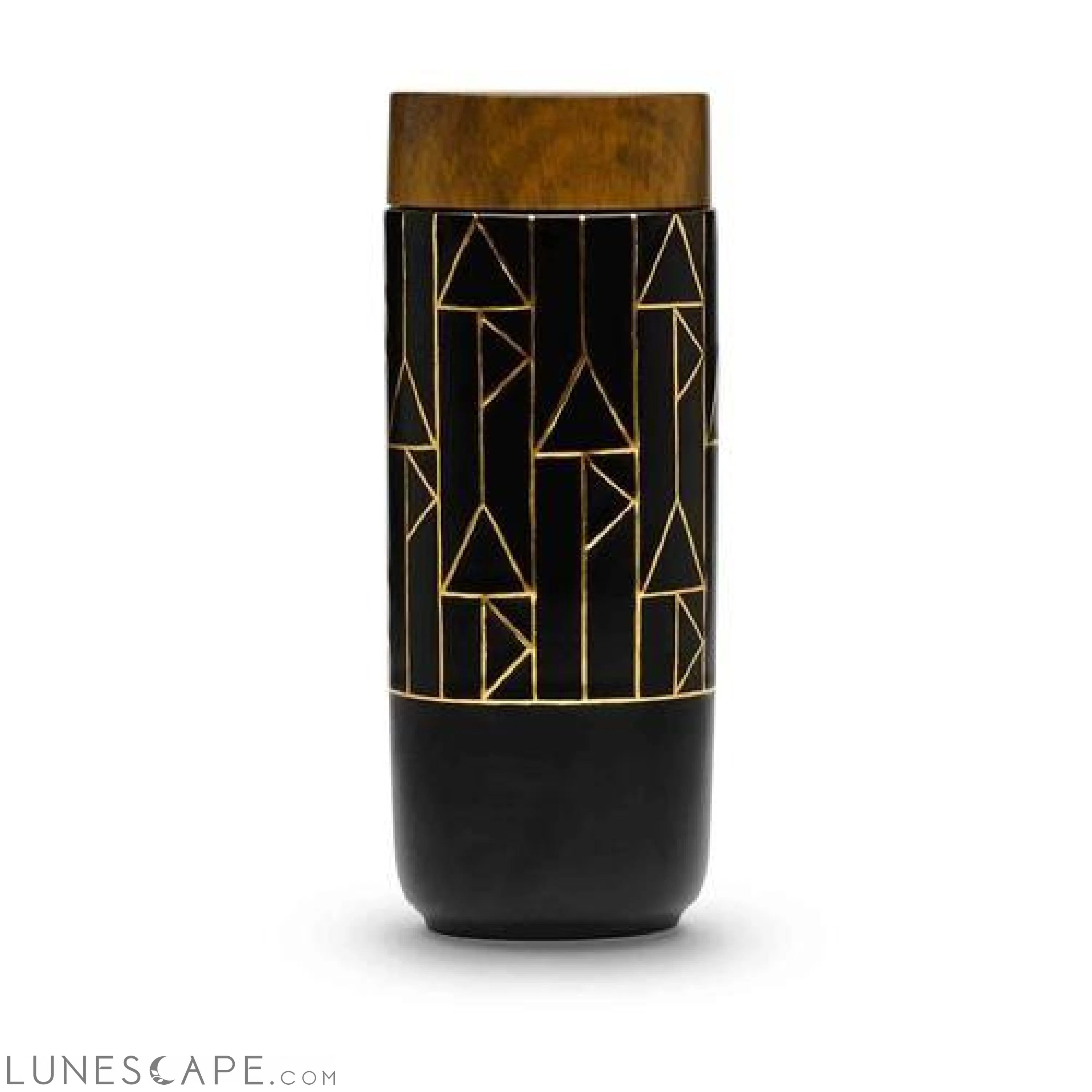 Alchemic Tourmaline Charged Travel Tumbler - Black / Gold Horizontal LUNESCAPE