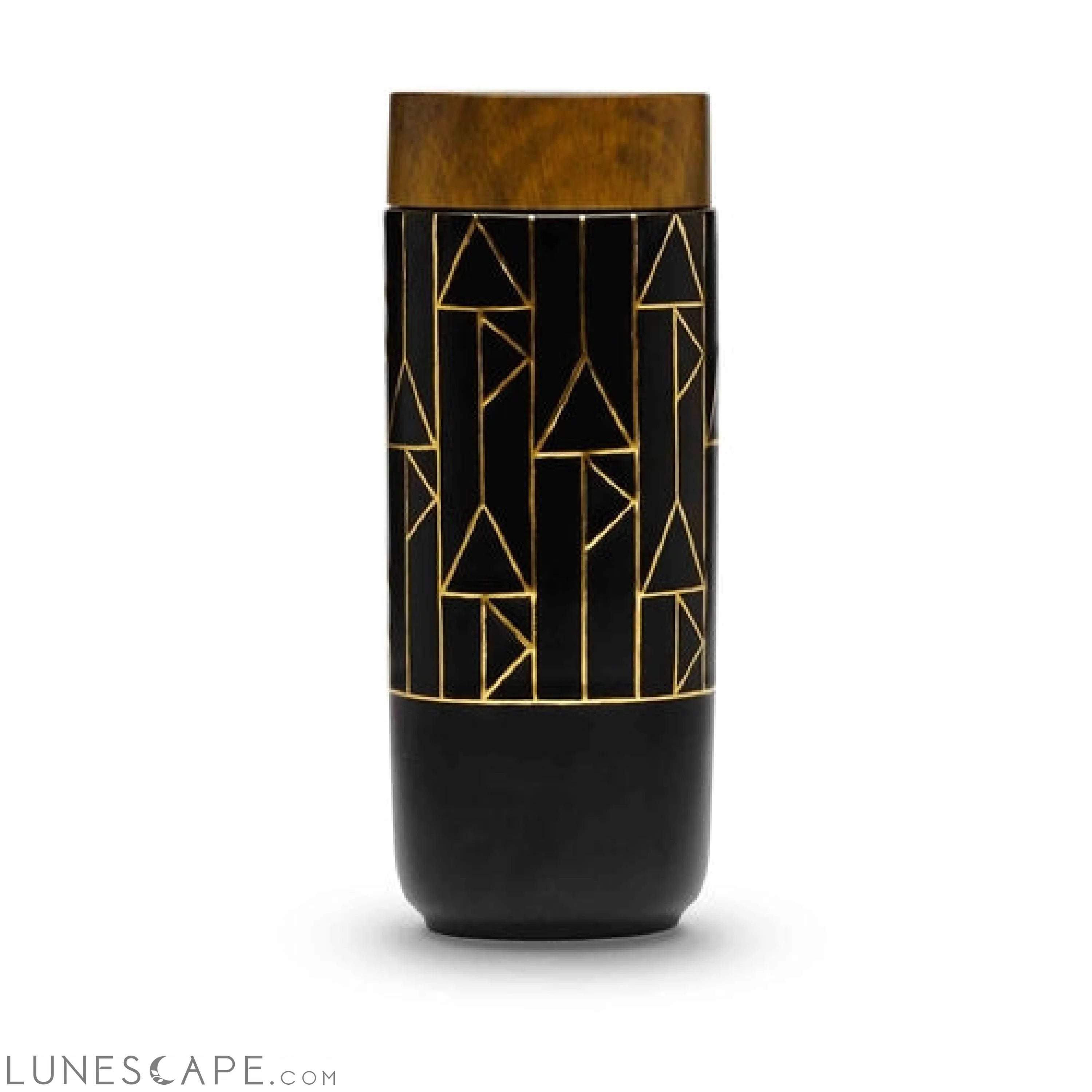 Alchemic Tourmaline Charged Travel Tumbler - Black / Gold Vertical LUNESCAPE