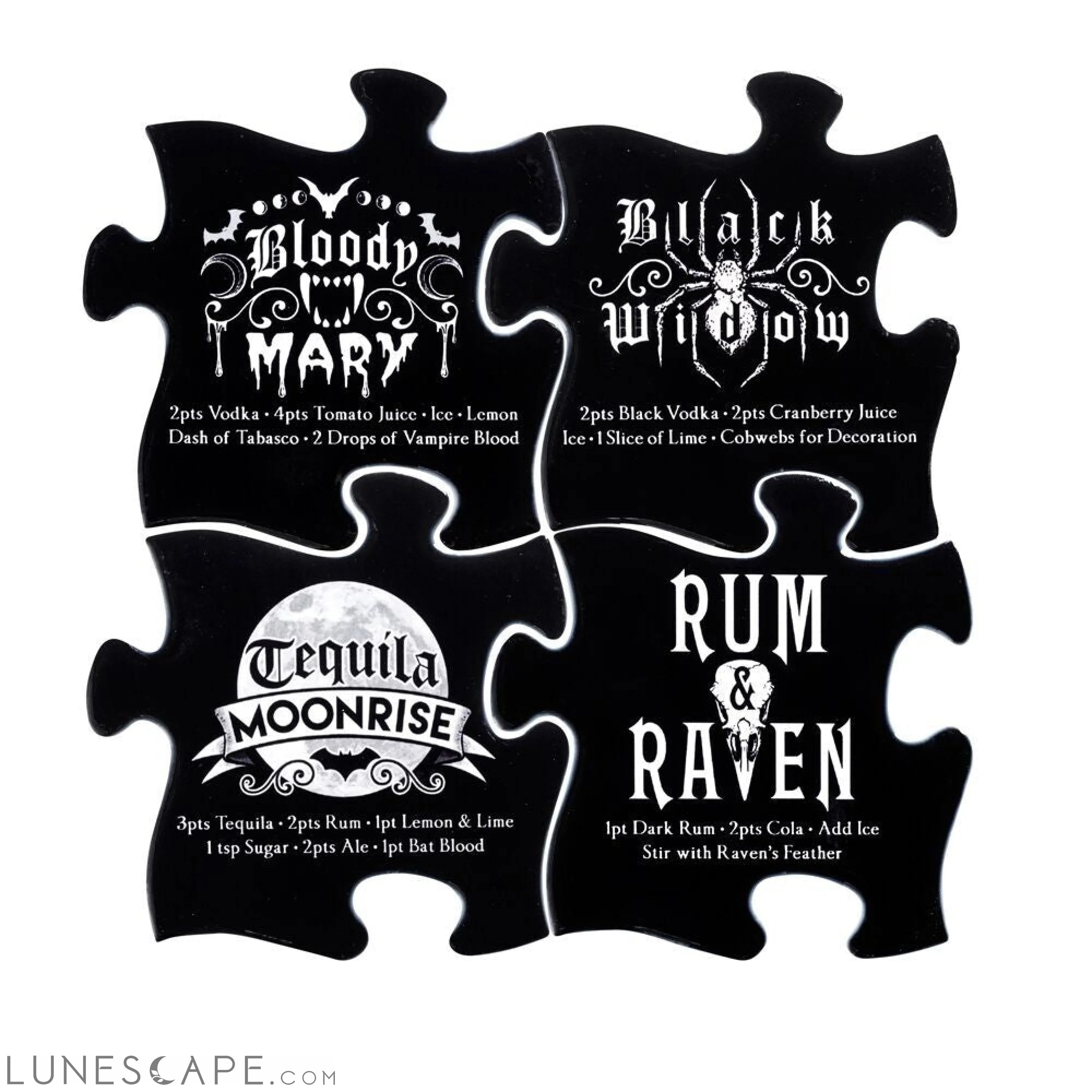 Alchemy Gothic Ceramic Gothic Cocktail Jigsaw Coaster - 4 Piece LUNESCAPE