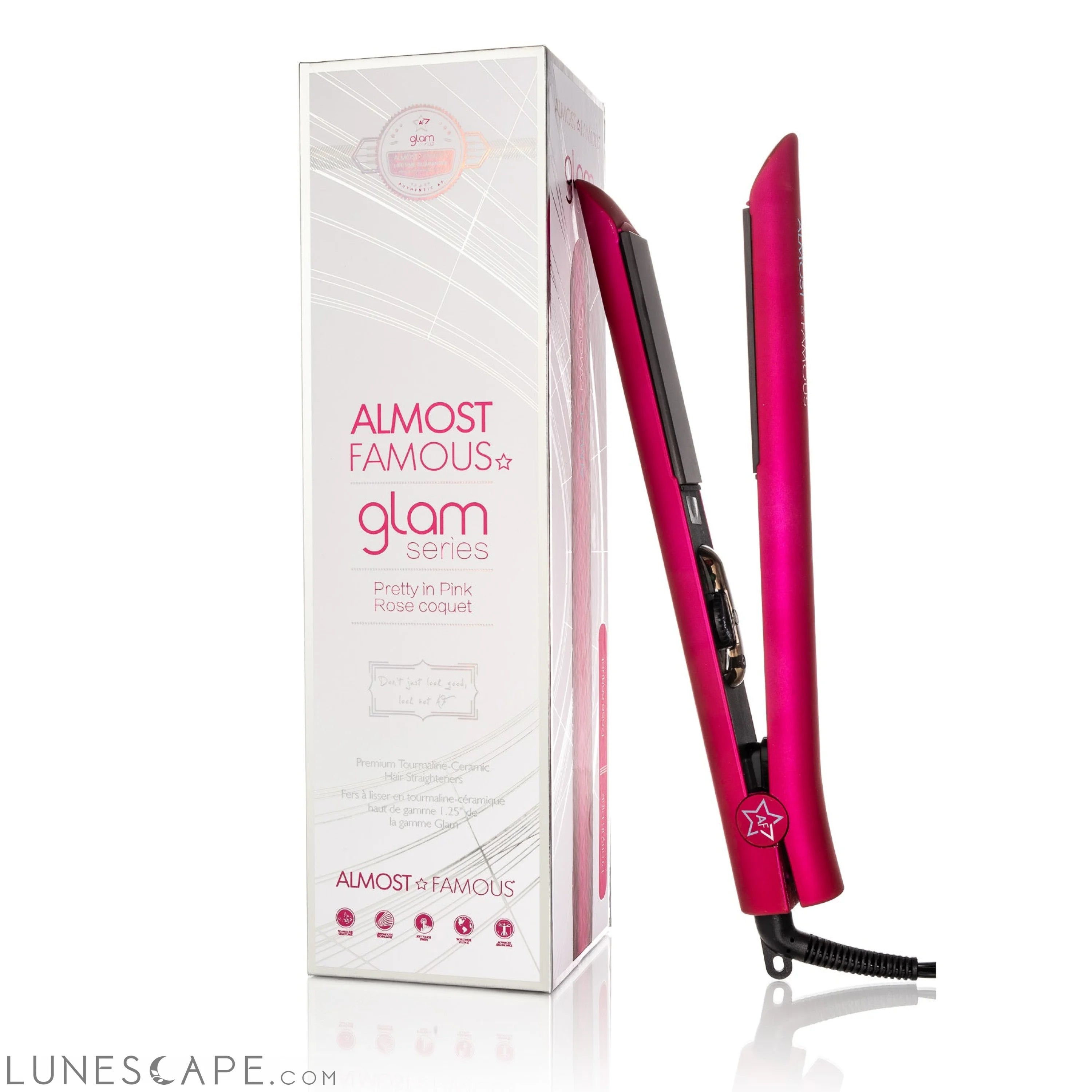 Almost Famous 1.25" Glam Series Flat Iron with Luxe Gem Infused Plates LUNESCAPE