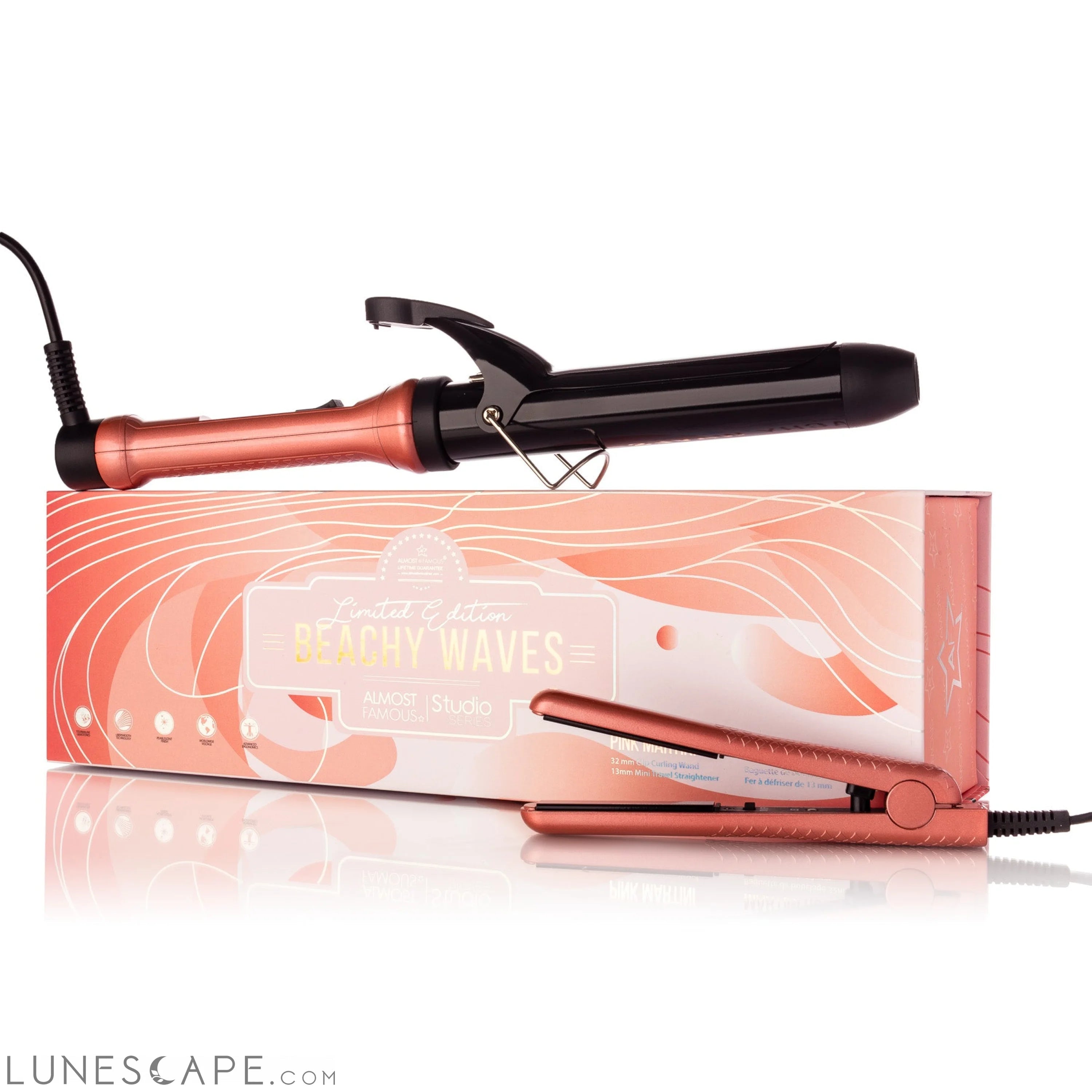 Almost Famous Beach Wave Babe Set with Curling Wand & Mini ToGo LUNESCAPE