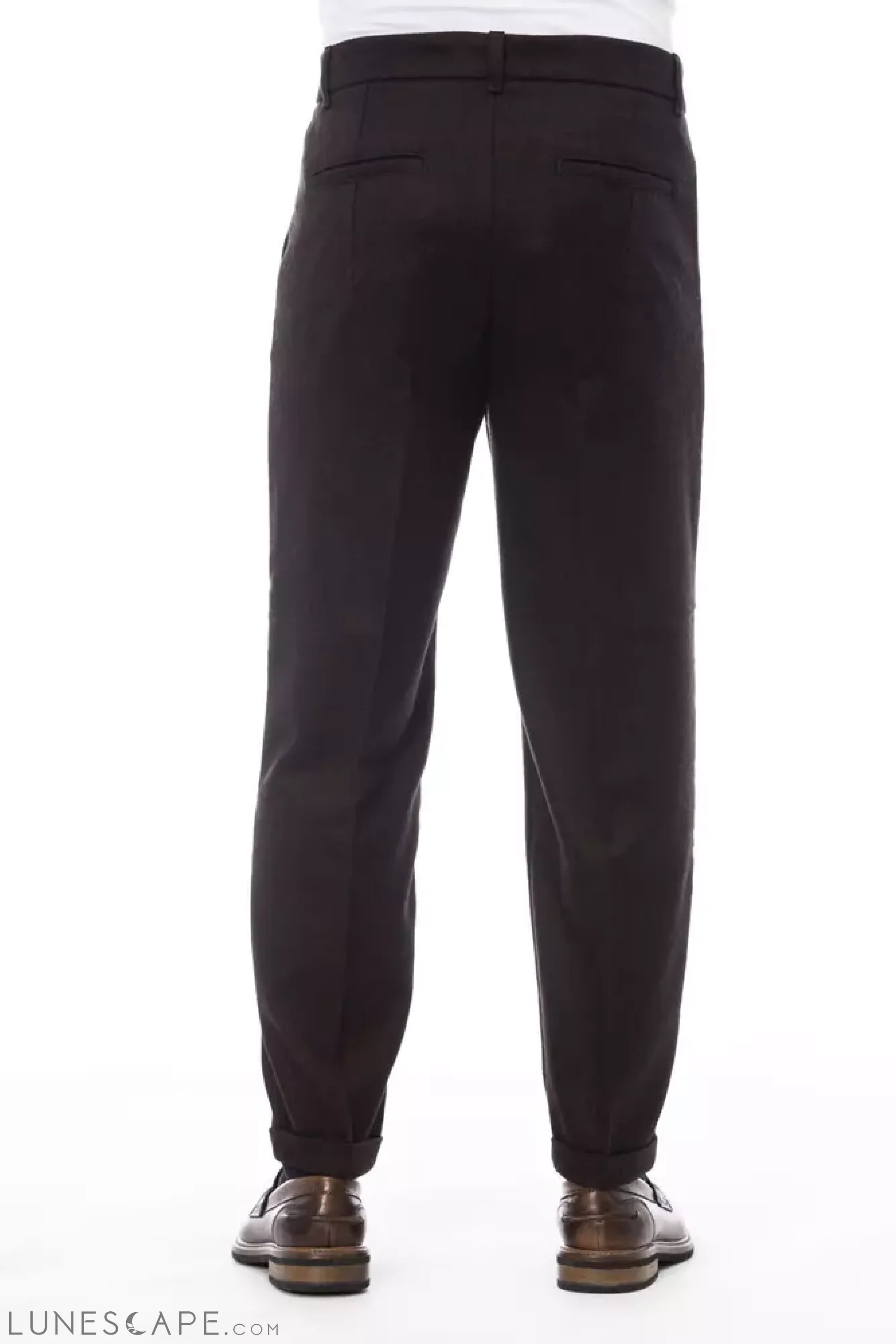 Alpha Studio Brown Wool Men Pants LUNESCAPE