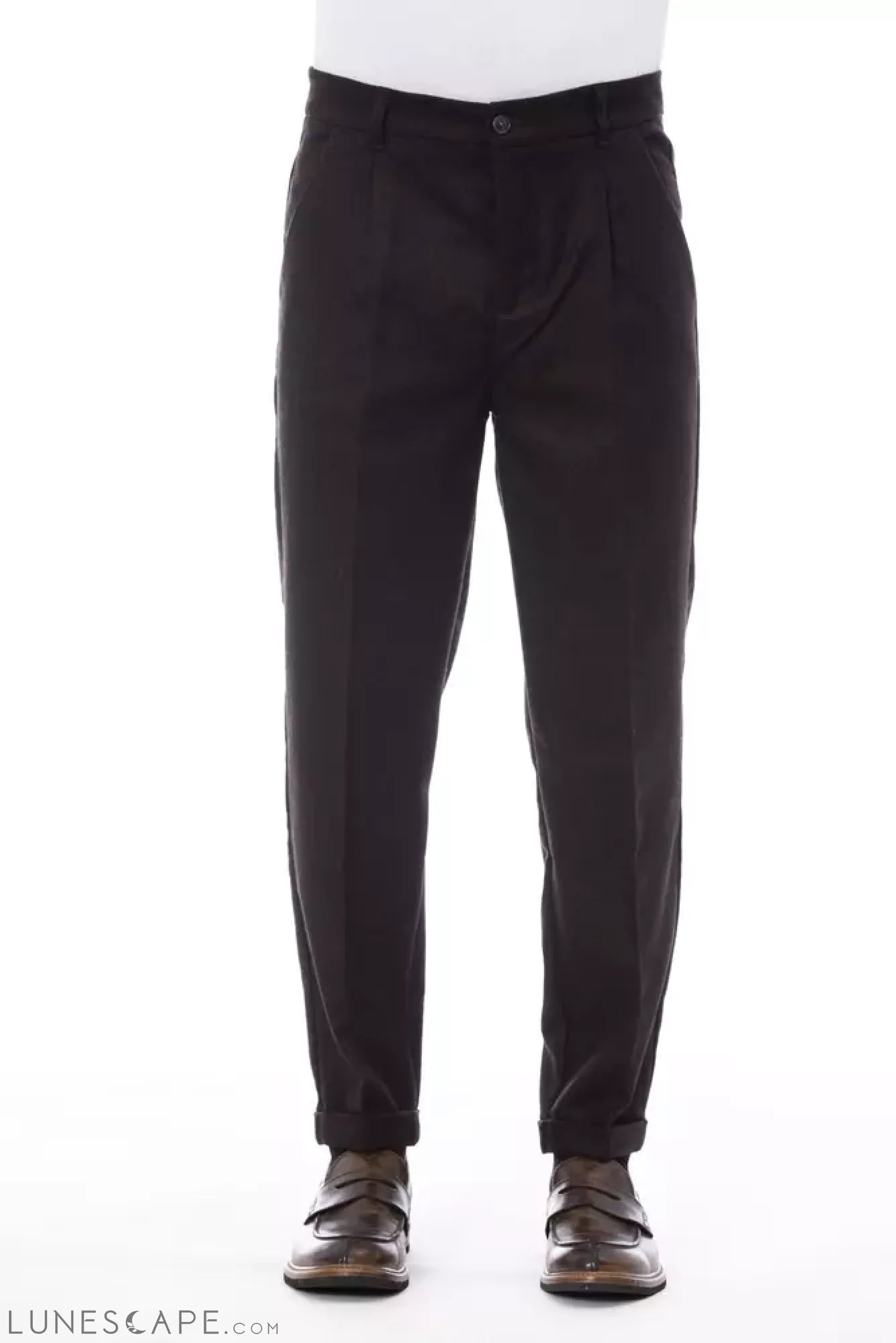Alpha Studio Brown Wool Men Pants LUNESCAPE