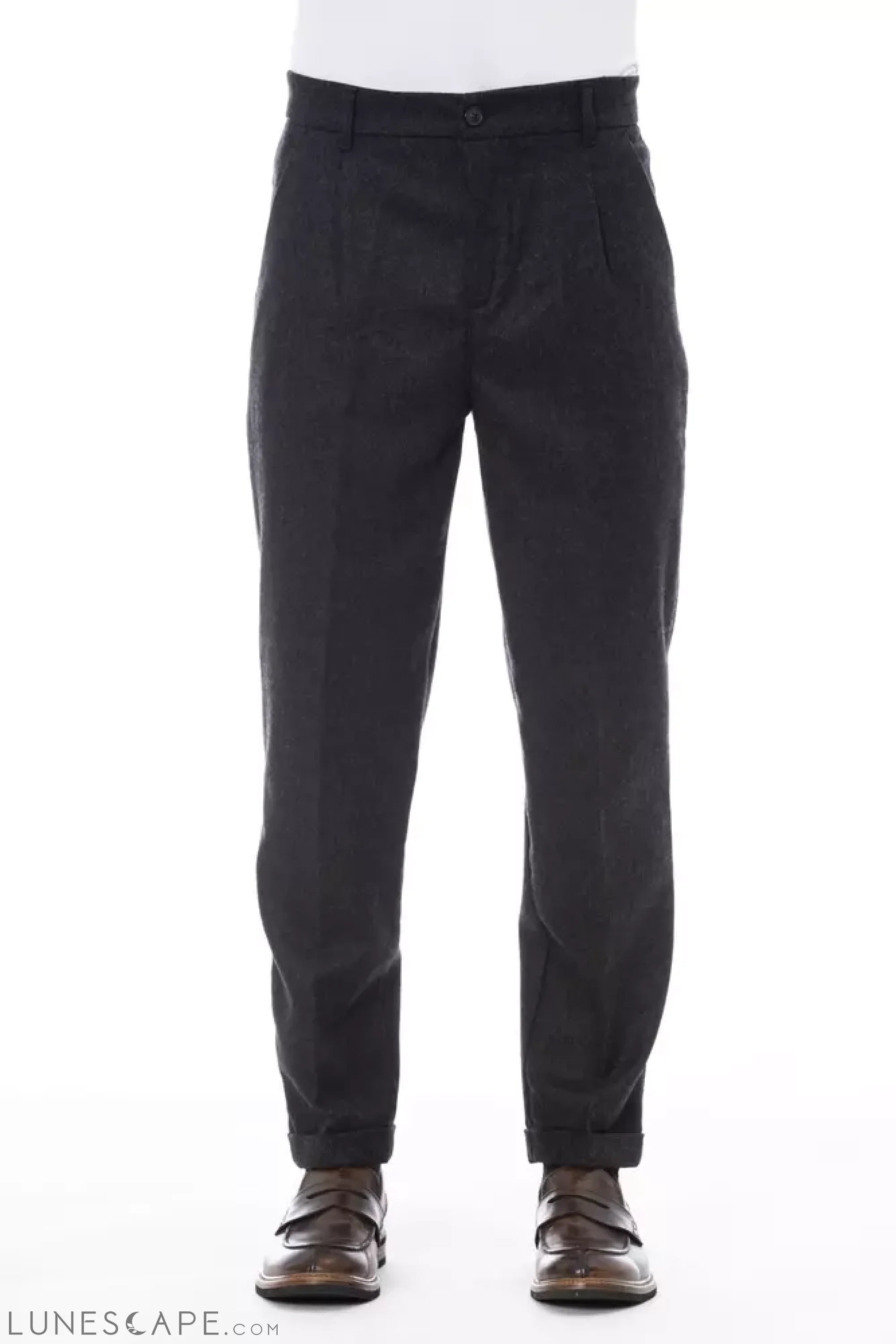 Alpha Studio Gray Wool Men Pant LUNESCAPE