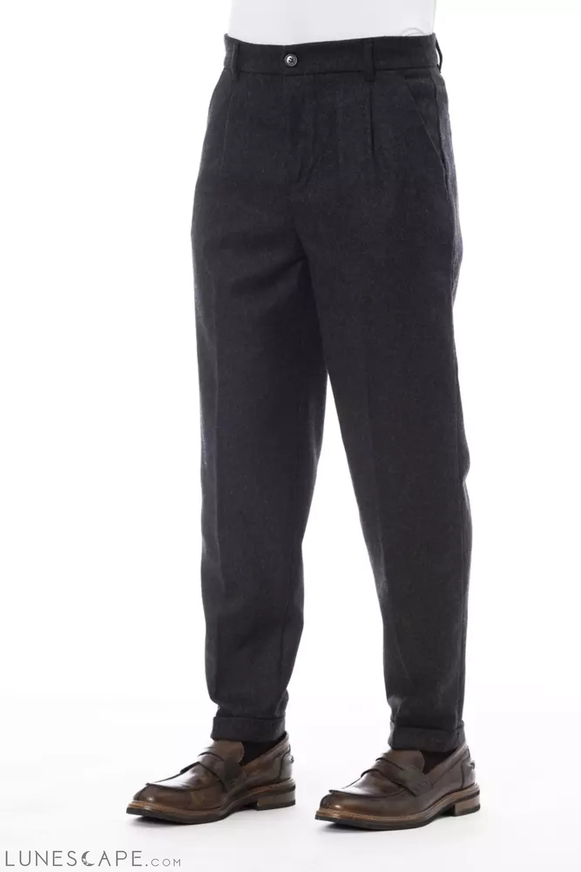Alpha Studio Gray Wool Men Pant LUNESCAPE