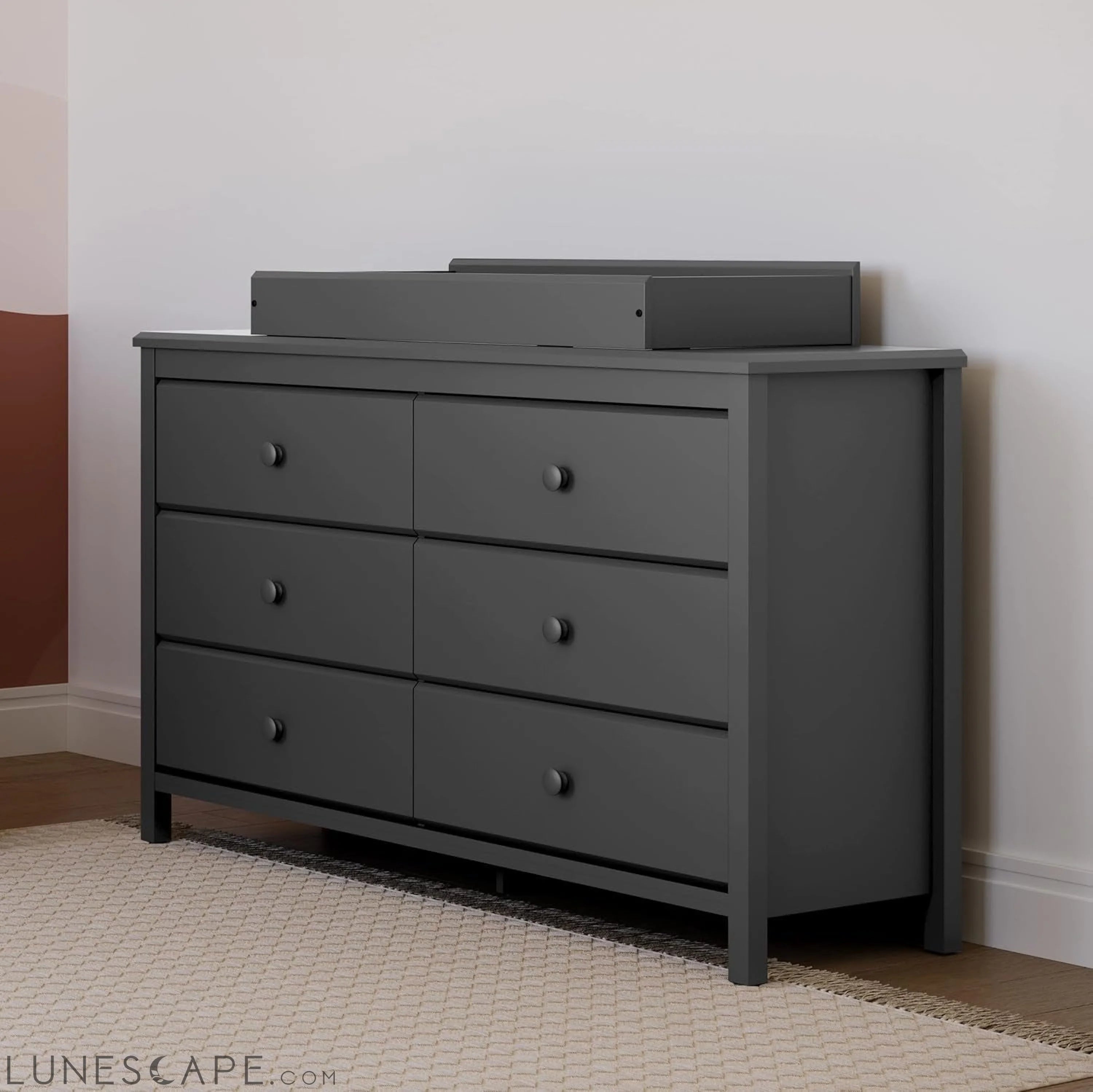 Alpine 6 Drawer Double Dresser (Gray) – GREENGUARD Gold Certified, LUNESCAPE