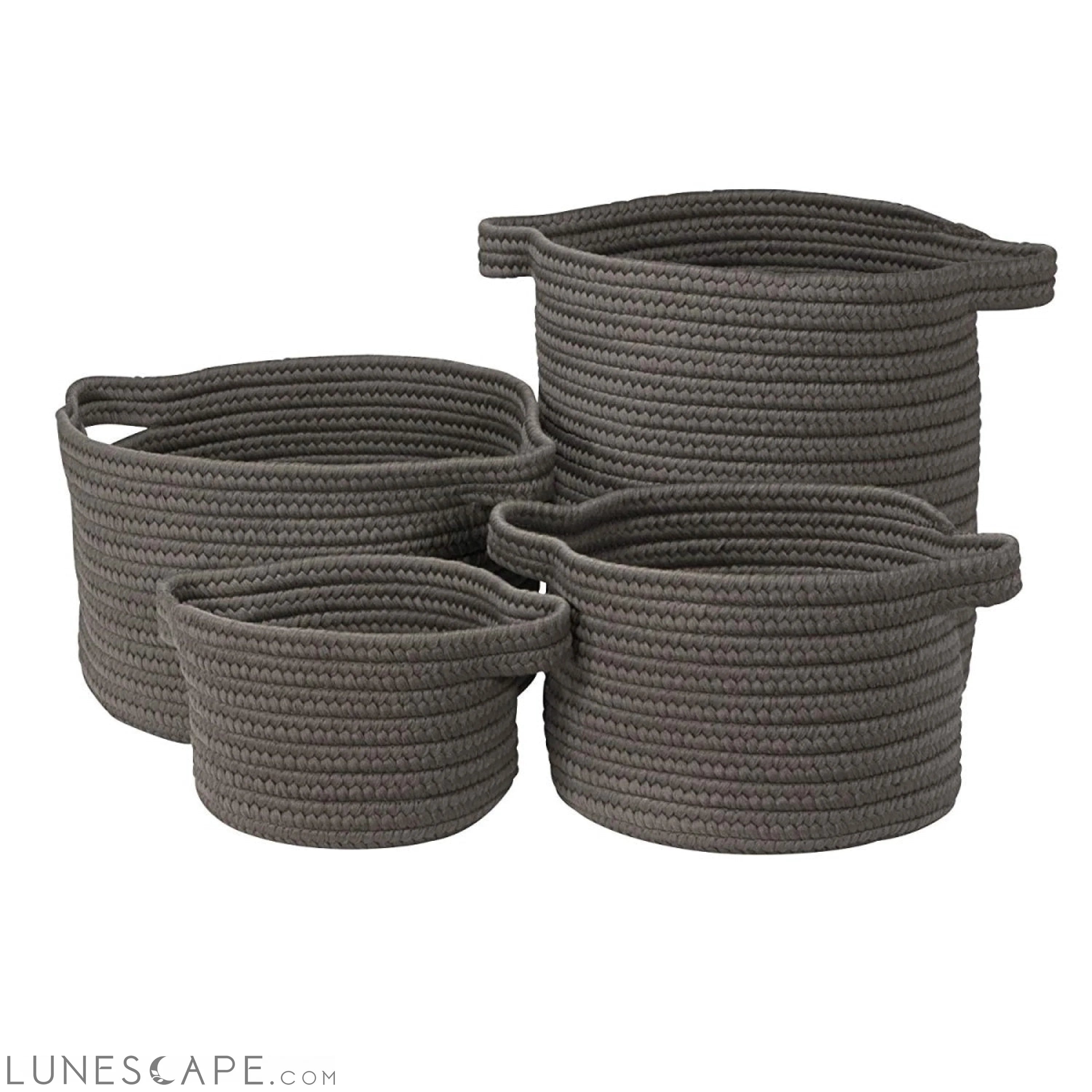 American Farmhouse Basket Set of 4, Smoke - Side Handles LUNESCAPE