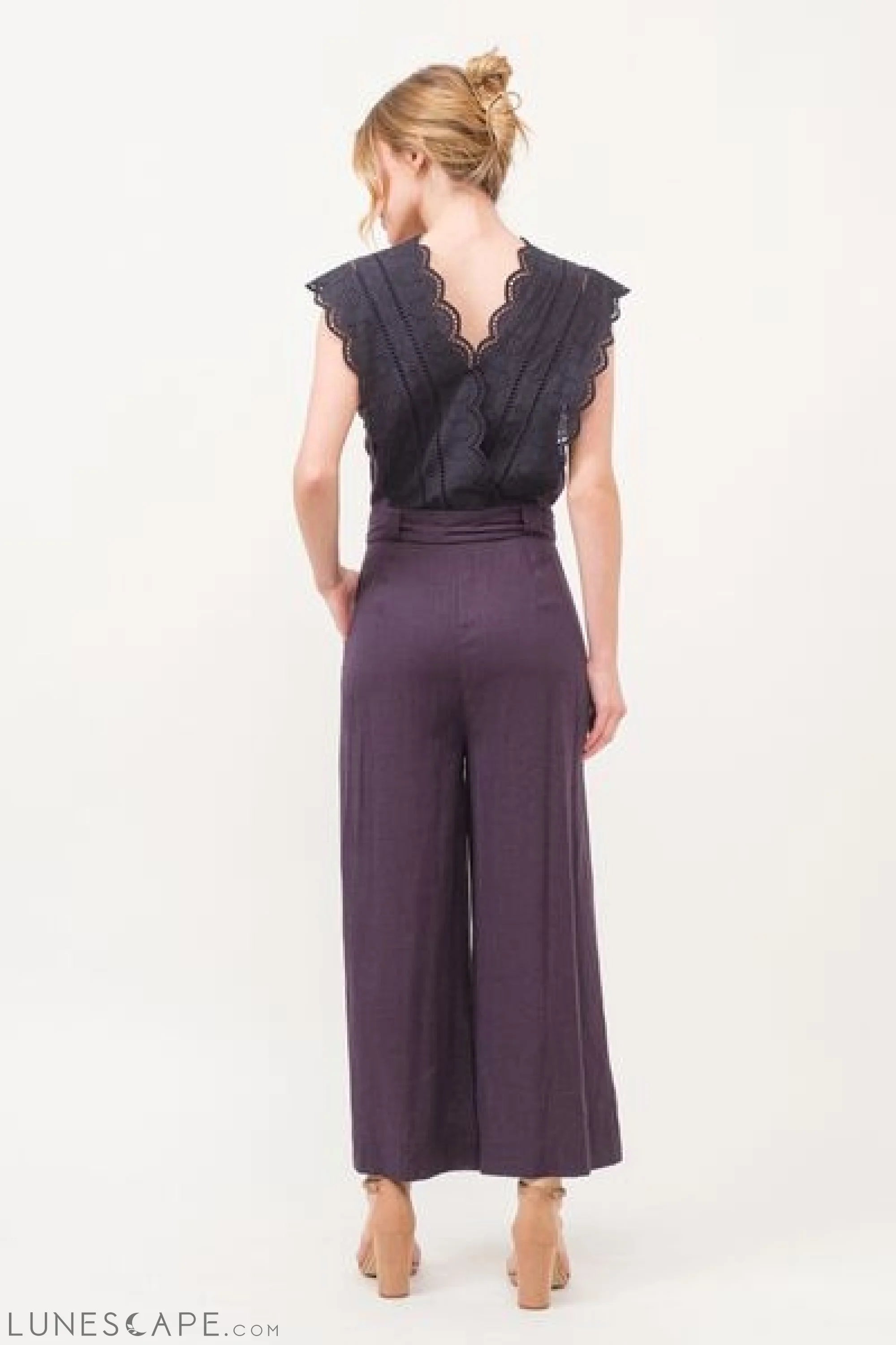 And The Why Laced Surplice Tie Waist Jumpsuit LUNESCAPE