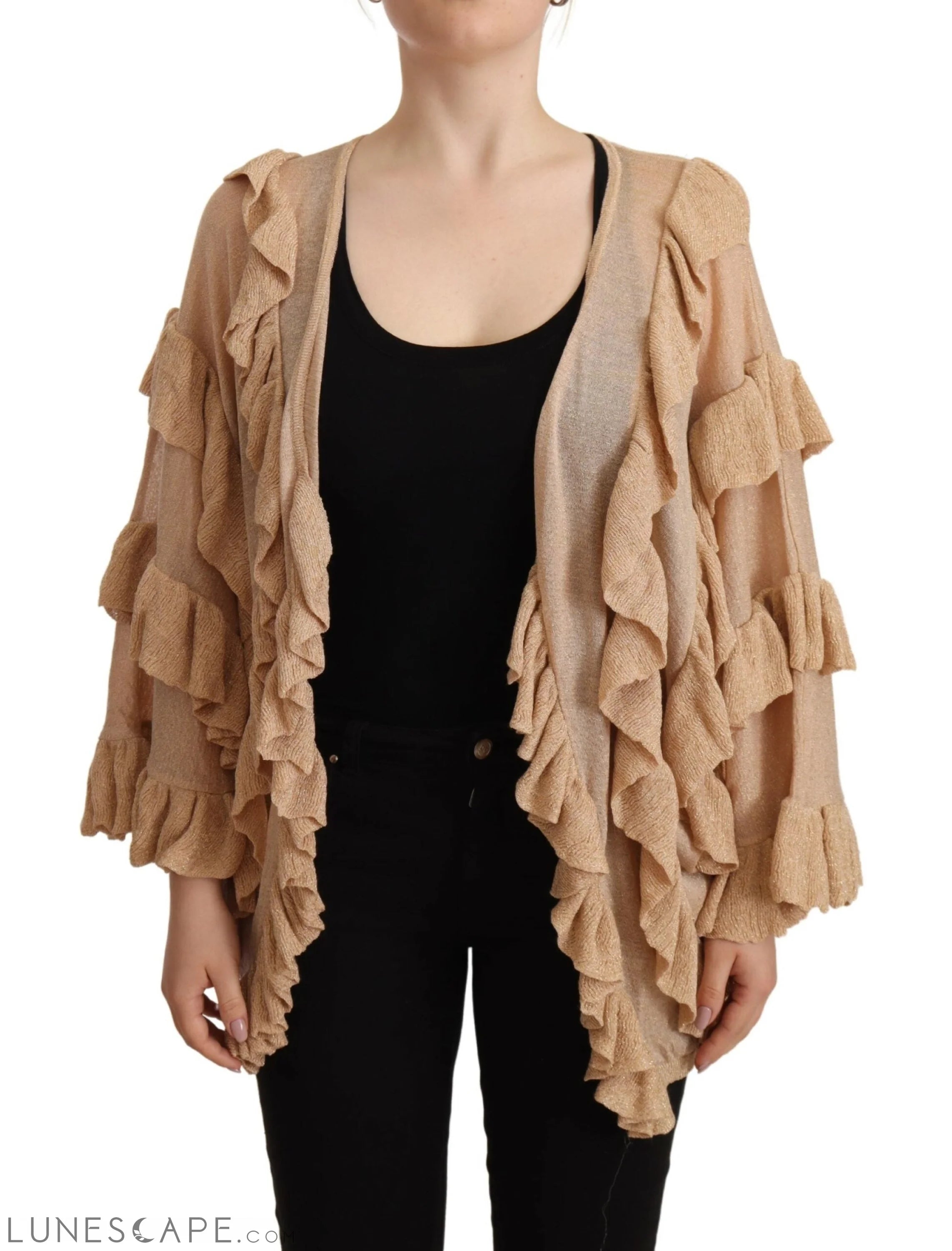 Aniye By Chic Beige Long Sleeve Open Front Cardigan LUNESCAPE