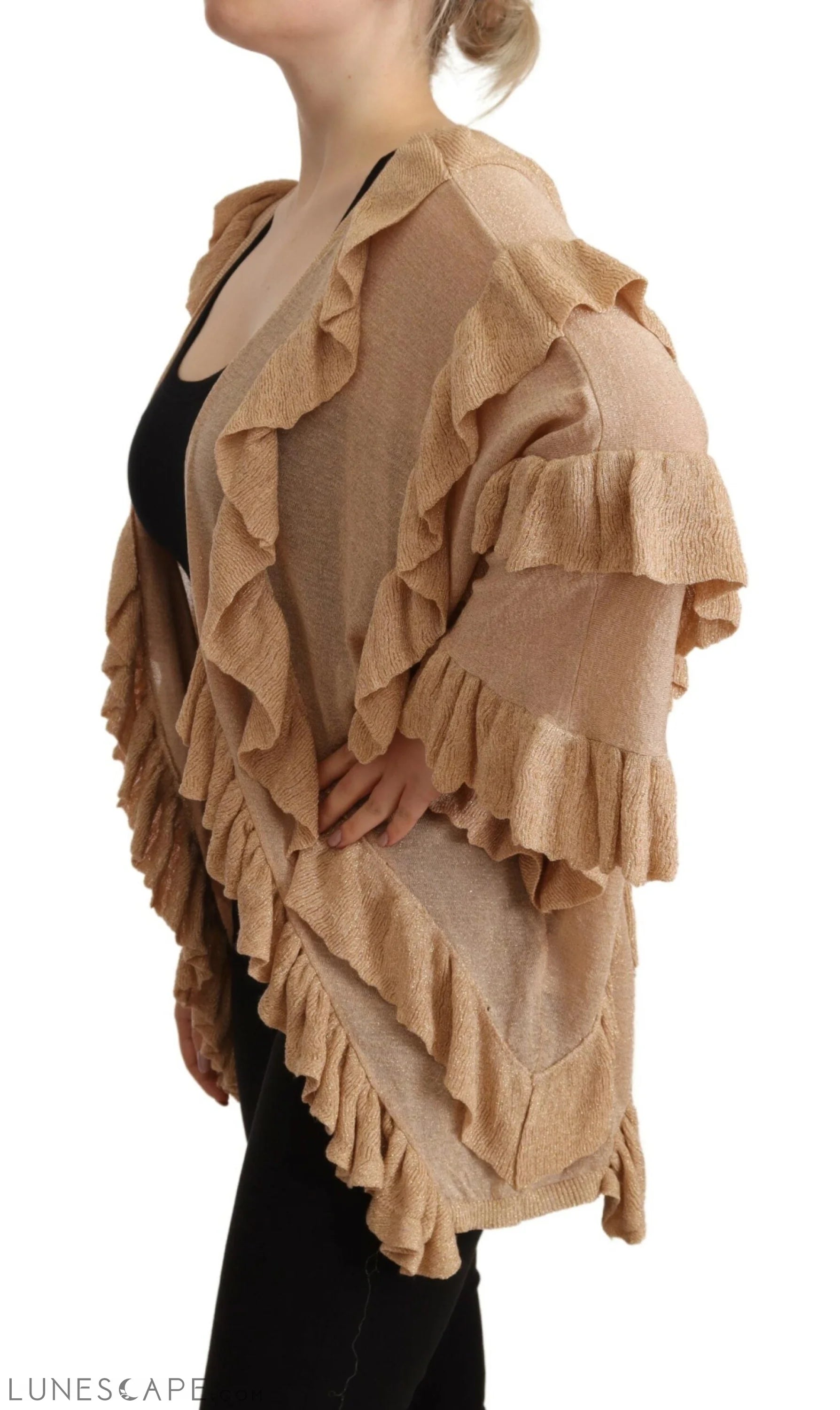 Aniye By Chic Beige Long Sleeve Open Front Cardigan LUNESCAPE